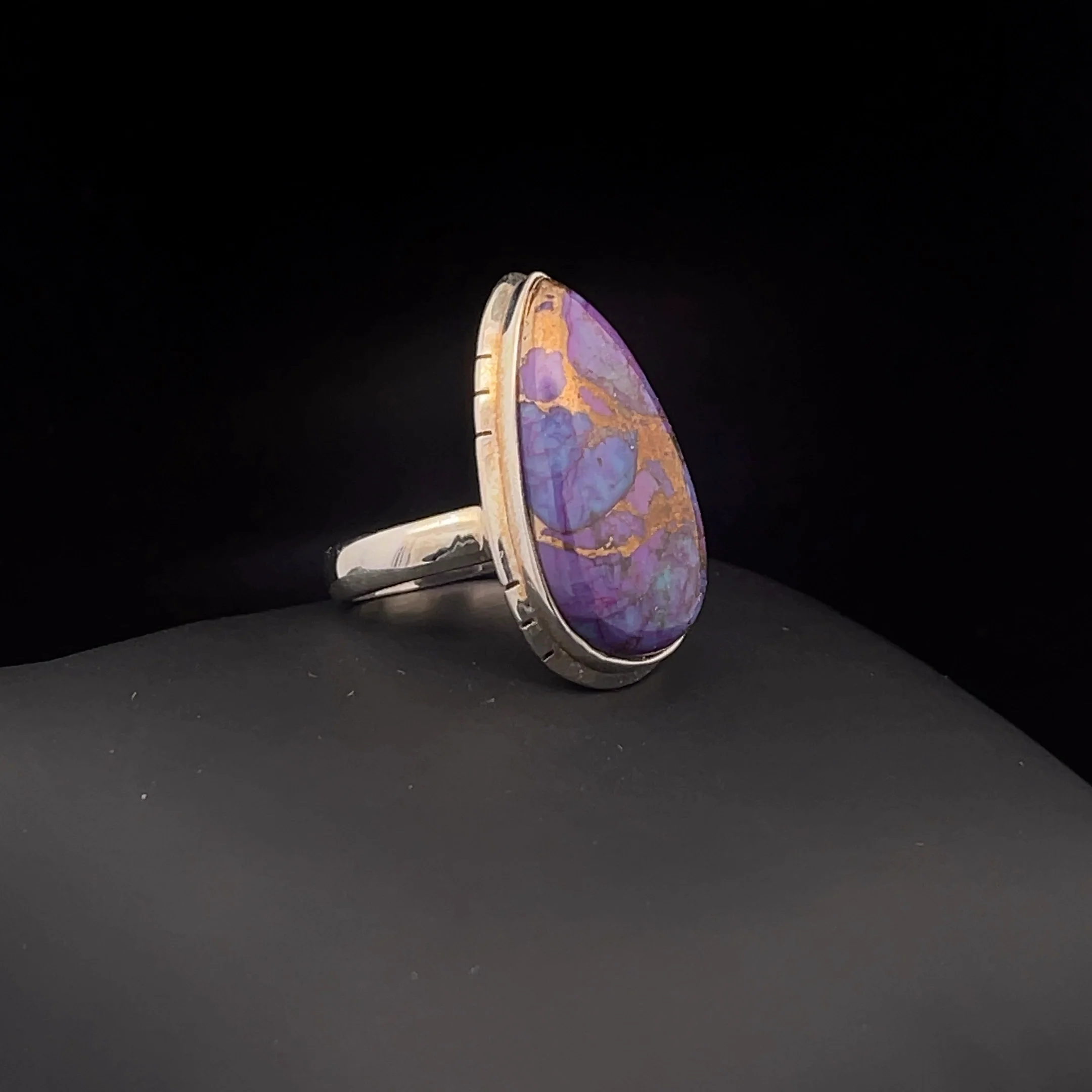 Sterling Silver Copper Purple Turquoise Ring Size 7 - Image 2