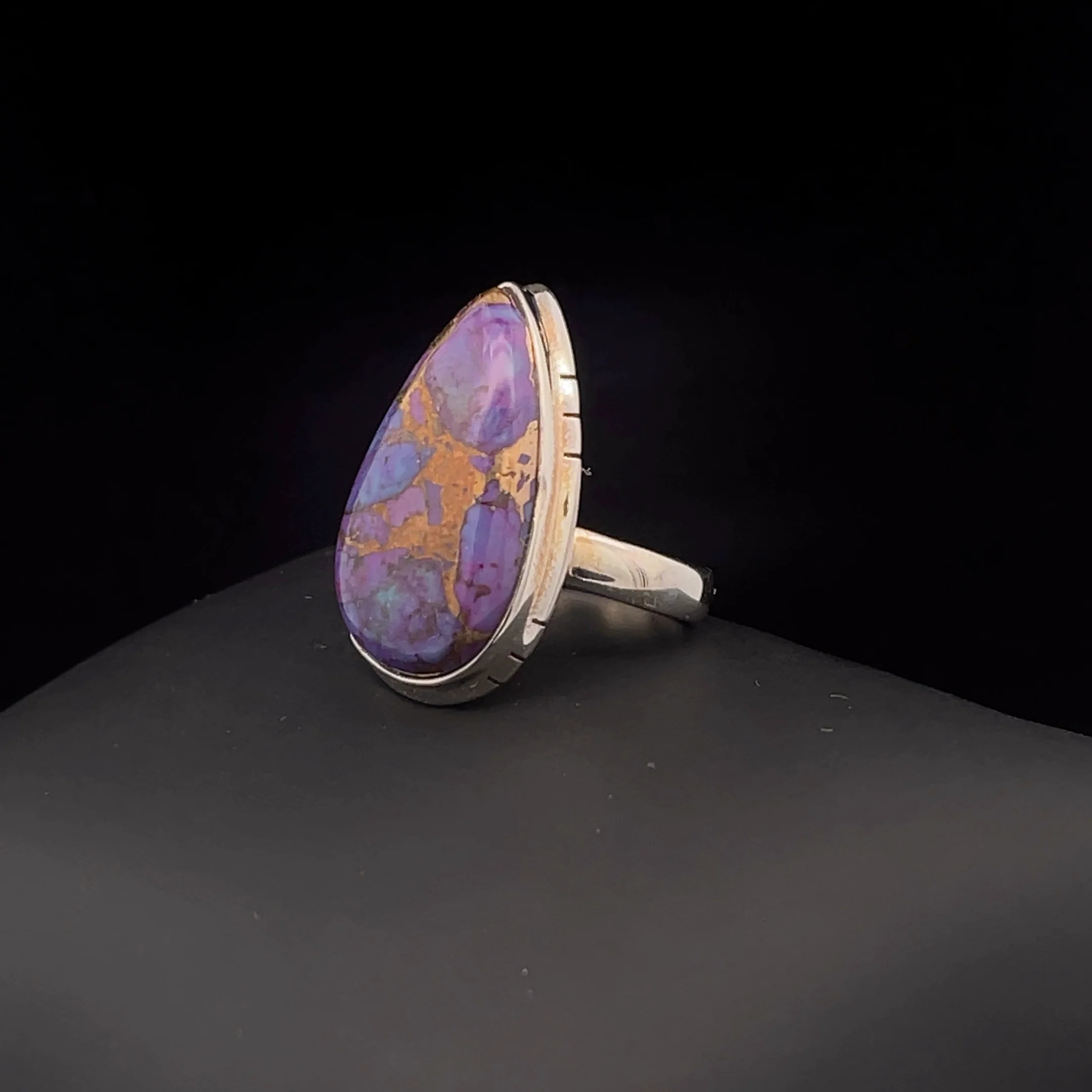 Sterling Silver Copper Purple Turquoise Ring Size 7 - Image 3