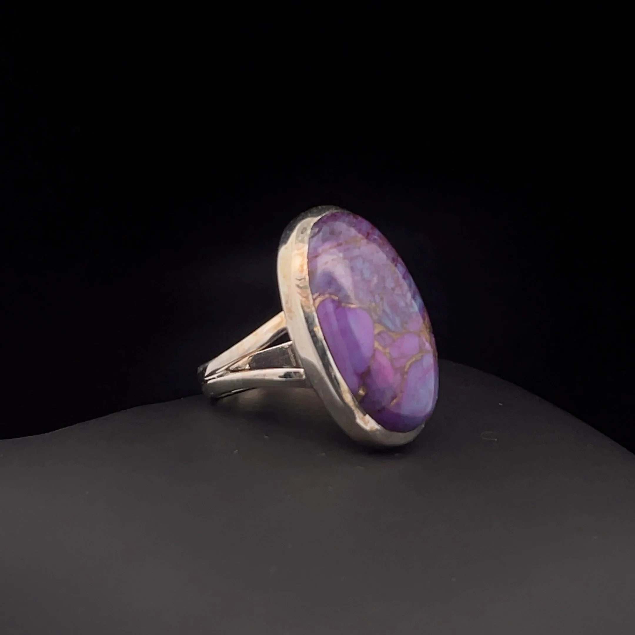 Sterling Silver Copper Purple Turquoise Ring Size 7 - Image 2