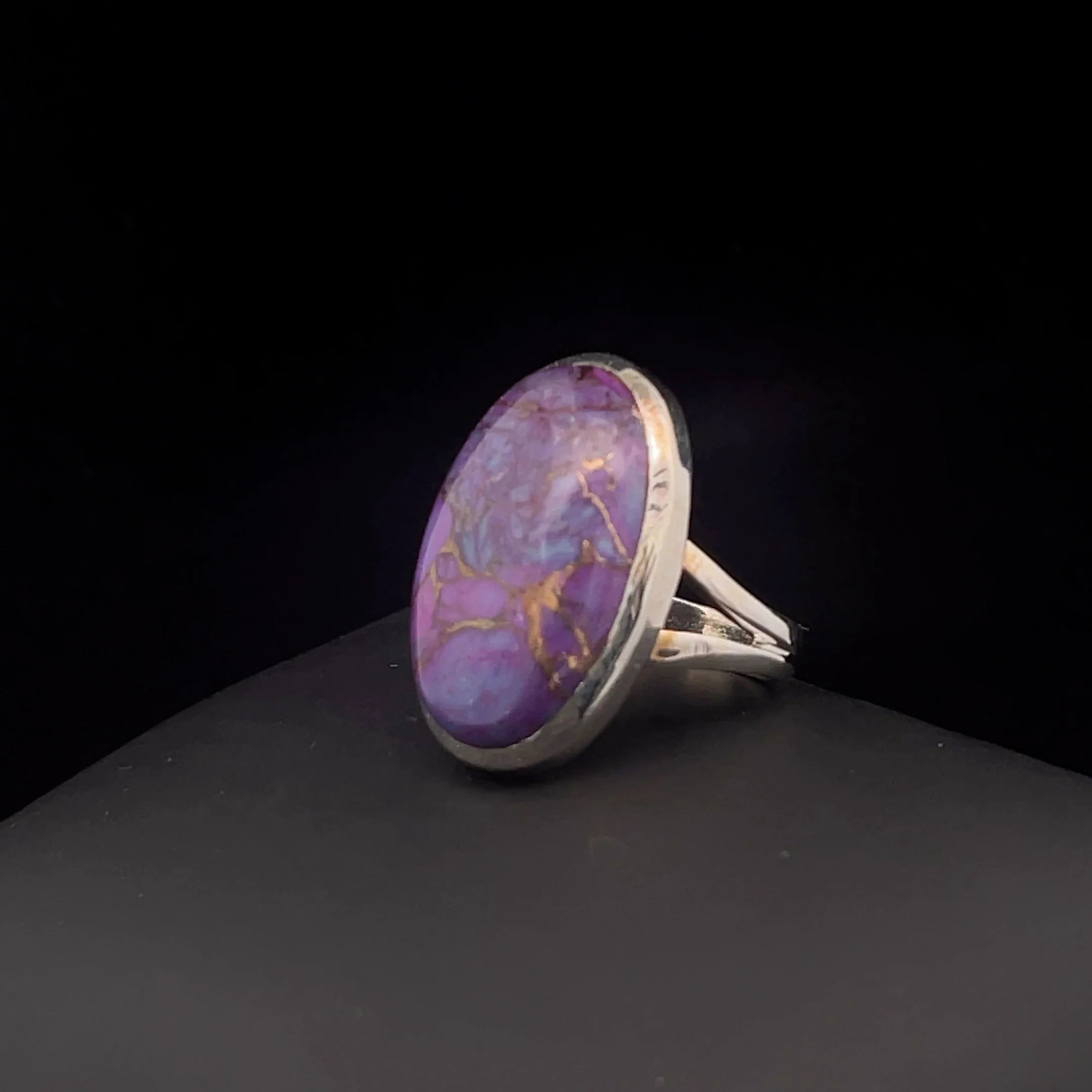 Sterling Silver Copper Purple Turquoise Ring Size 7 - Image 3