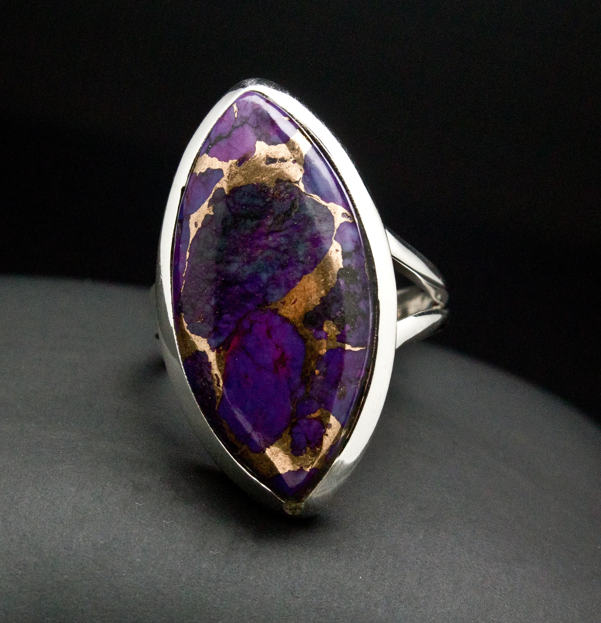 Sterling Silver Copper Purple Turquoise Ring Size 10 - Image 2
