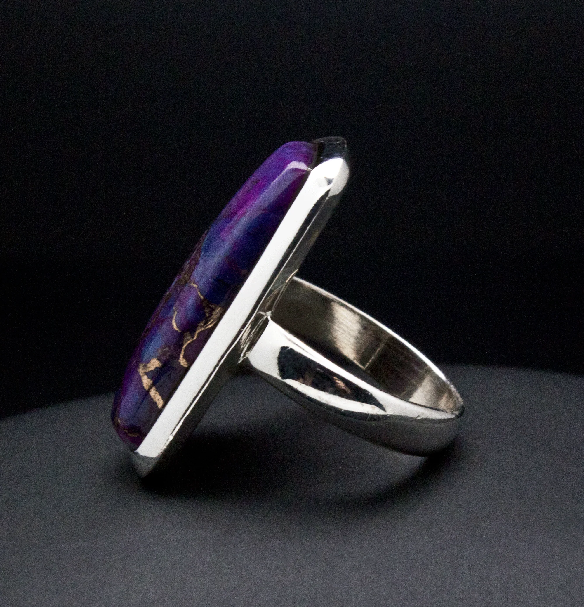 Sterling Silver Copper Purple Turquoise Ring Size 5 - Image 3