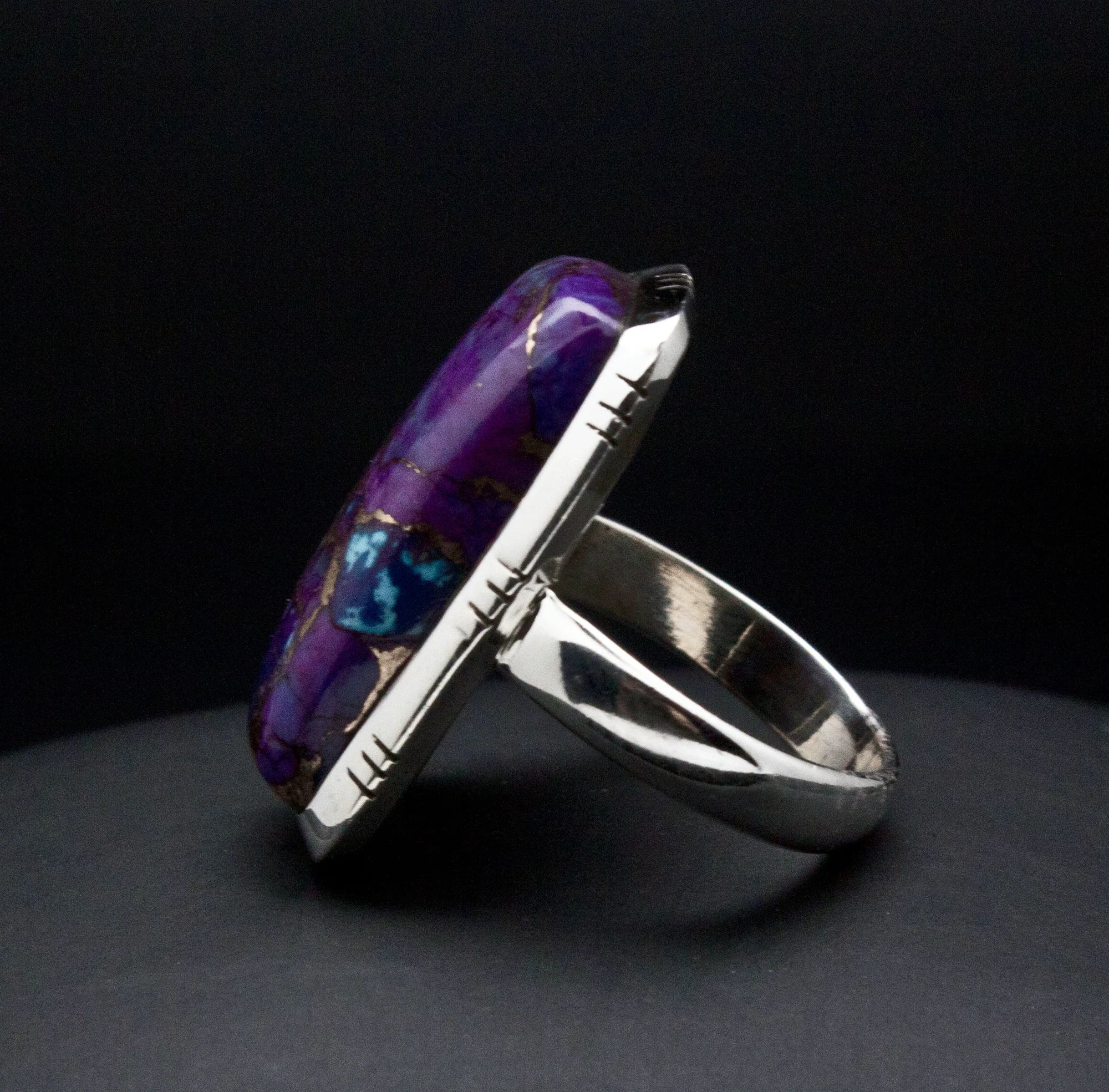Sterling Silver Copper Purple Turquoise Ring SIze 6 - Image 3