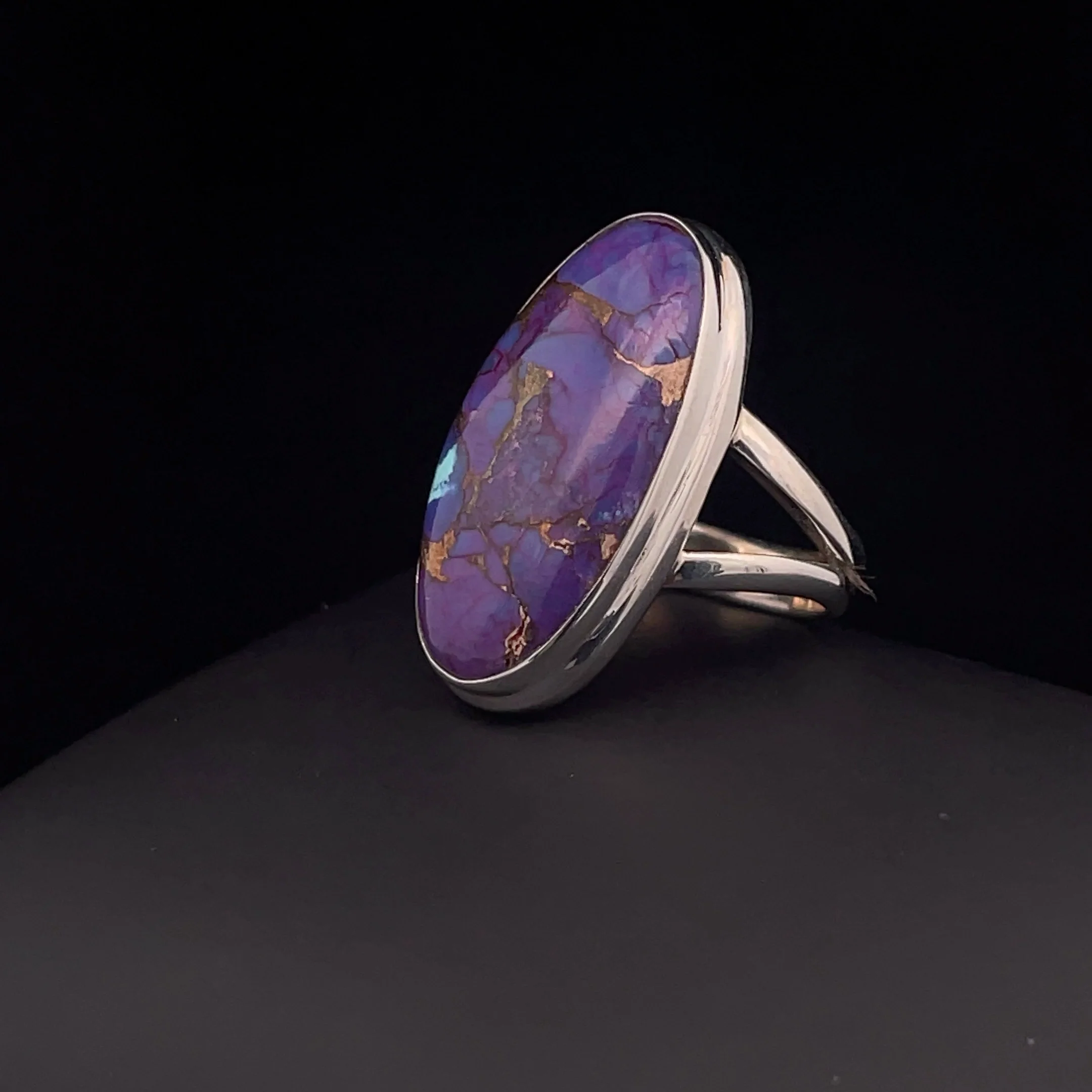 Sterling Silver Copper Purple Turquoise Ring Size 7 - Image 3