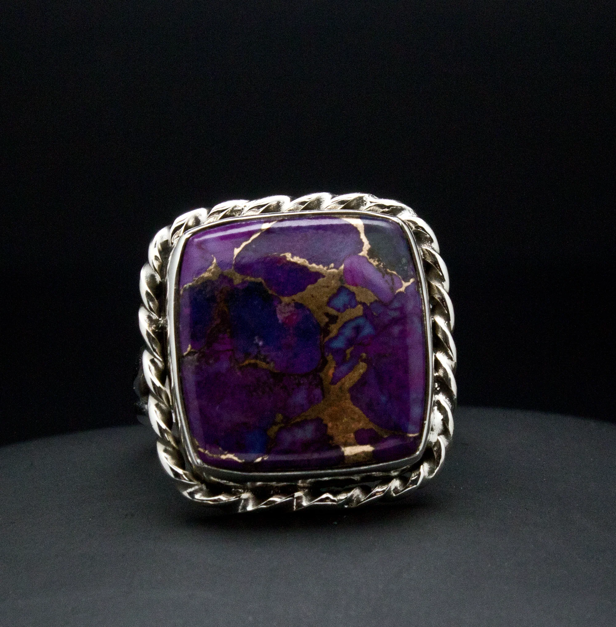 Sterling SIlver Copper Purple Turquoise Ring SIze 8 - Image 2