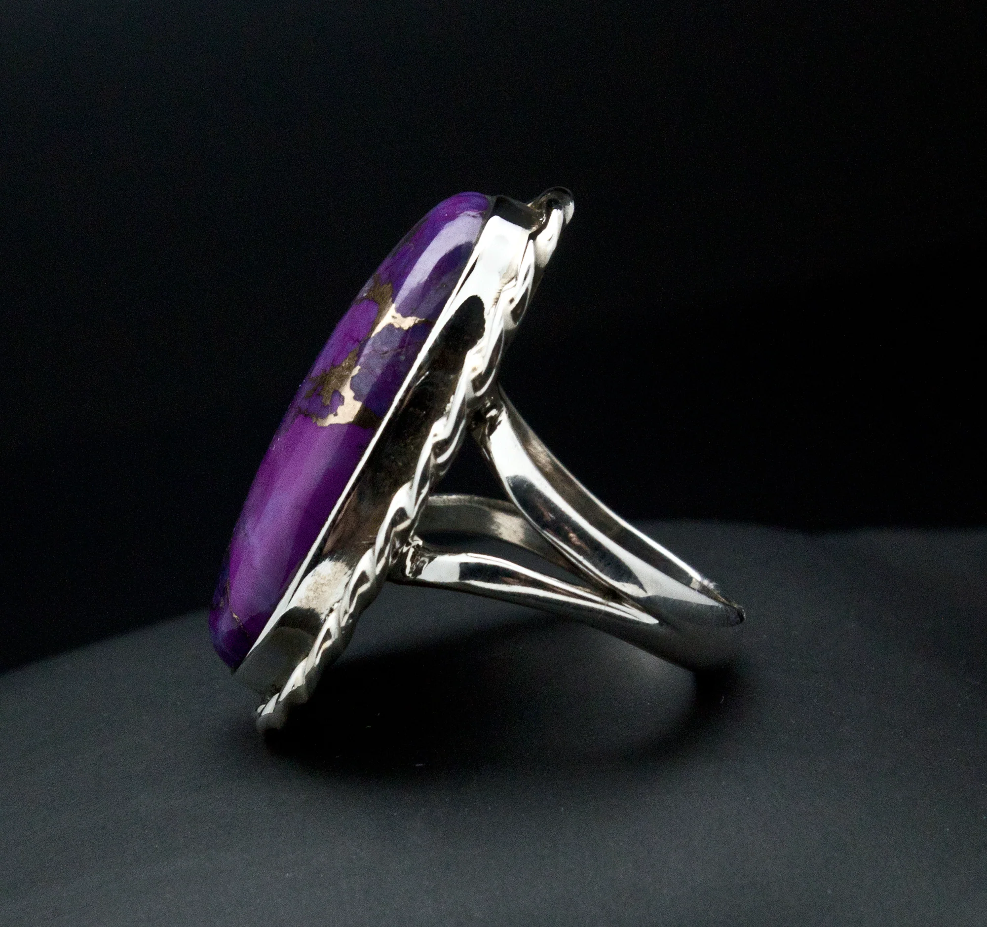 Sterling Silver Copper Purple Turquoise Ring Size 6 - Image 3