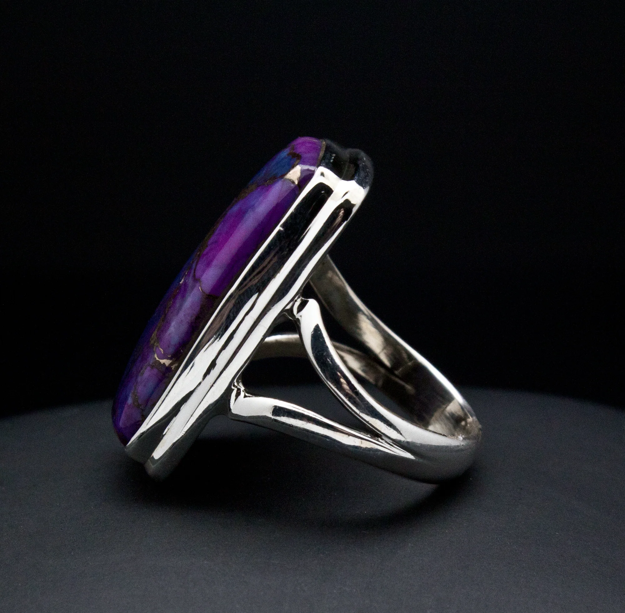 Sterling Silver Copper Purple Turquoise Ring Size 5 - Image 3