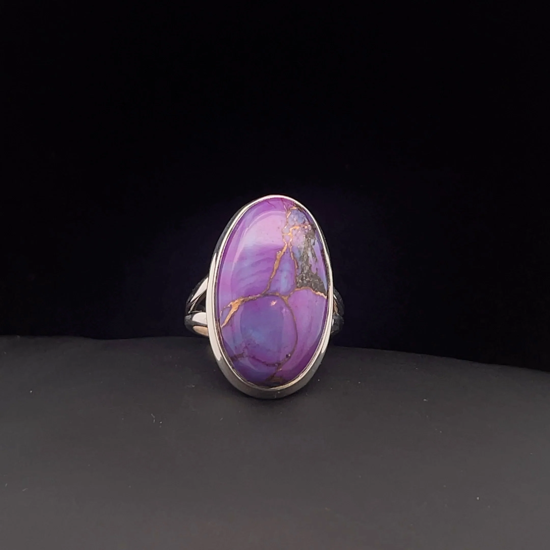 Sterling Silver Copper Purple Turquoise Ring Size 7
