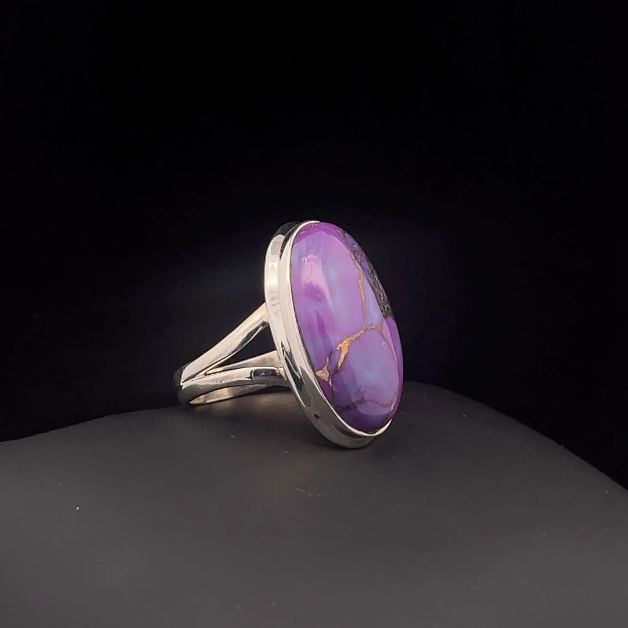 Sterling Silver Copper Purple Turquoise Ring Size 7 - Image 2