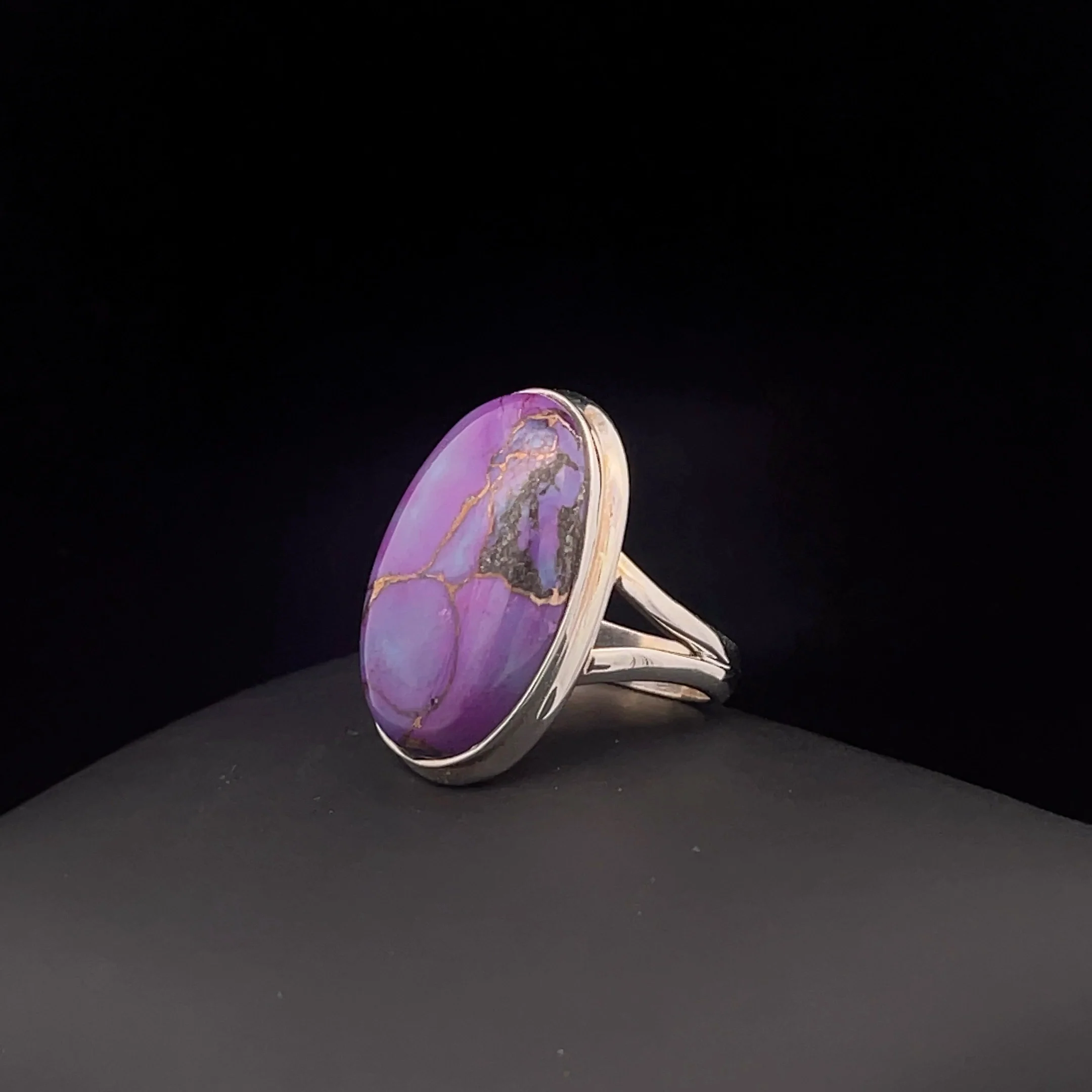 Sterling Silver Copper Purple Turquoise Ring Size 7 - Image 3