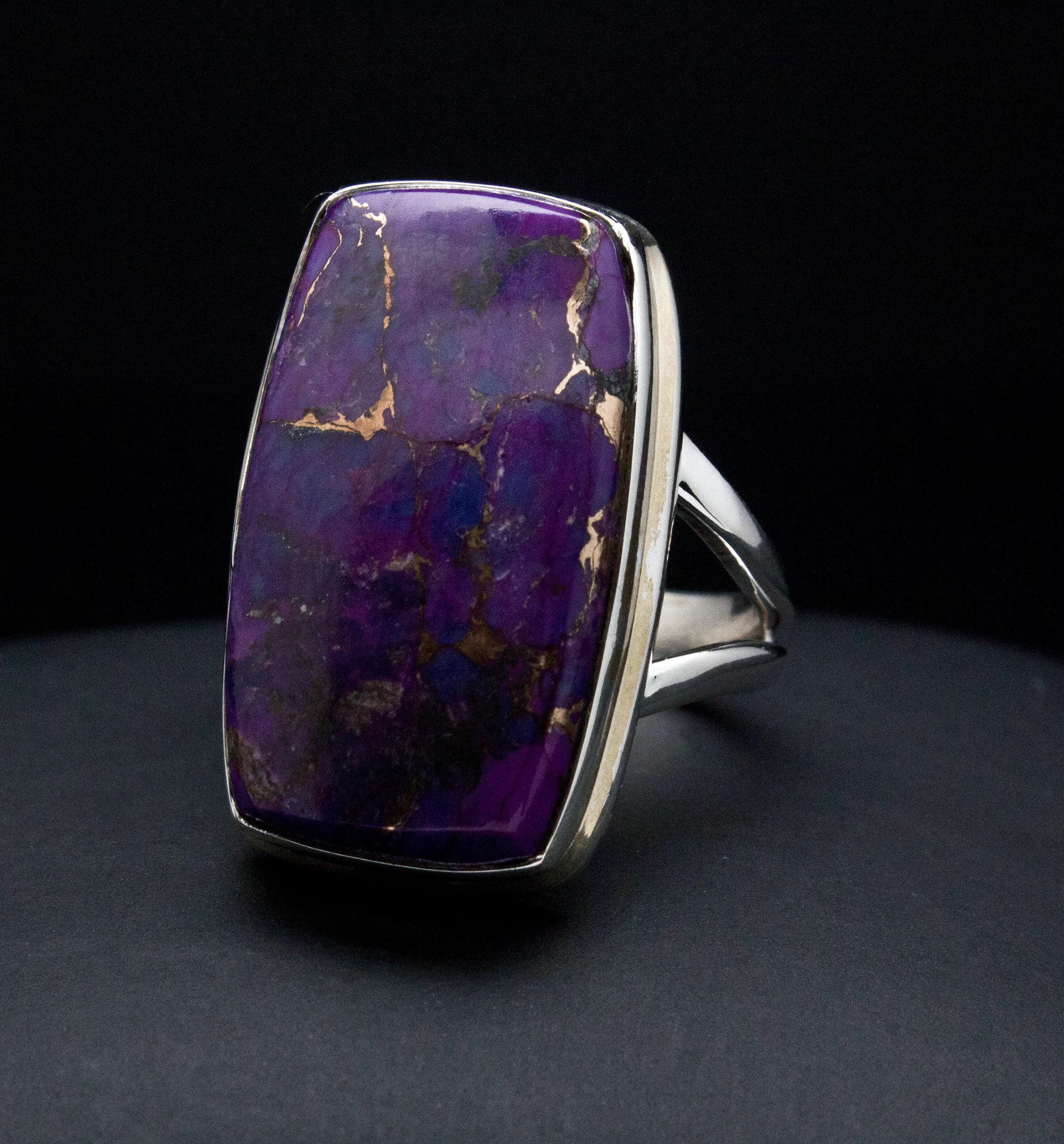 Sterling Silver Copper Purple Turquoise Ring Size 7 - Image 2