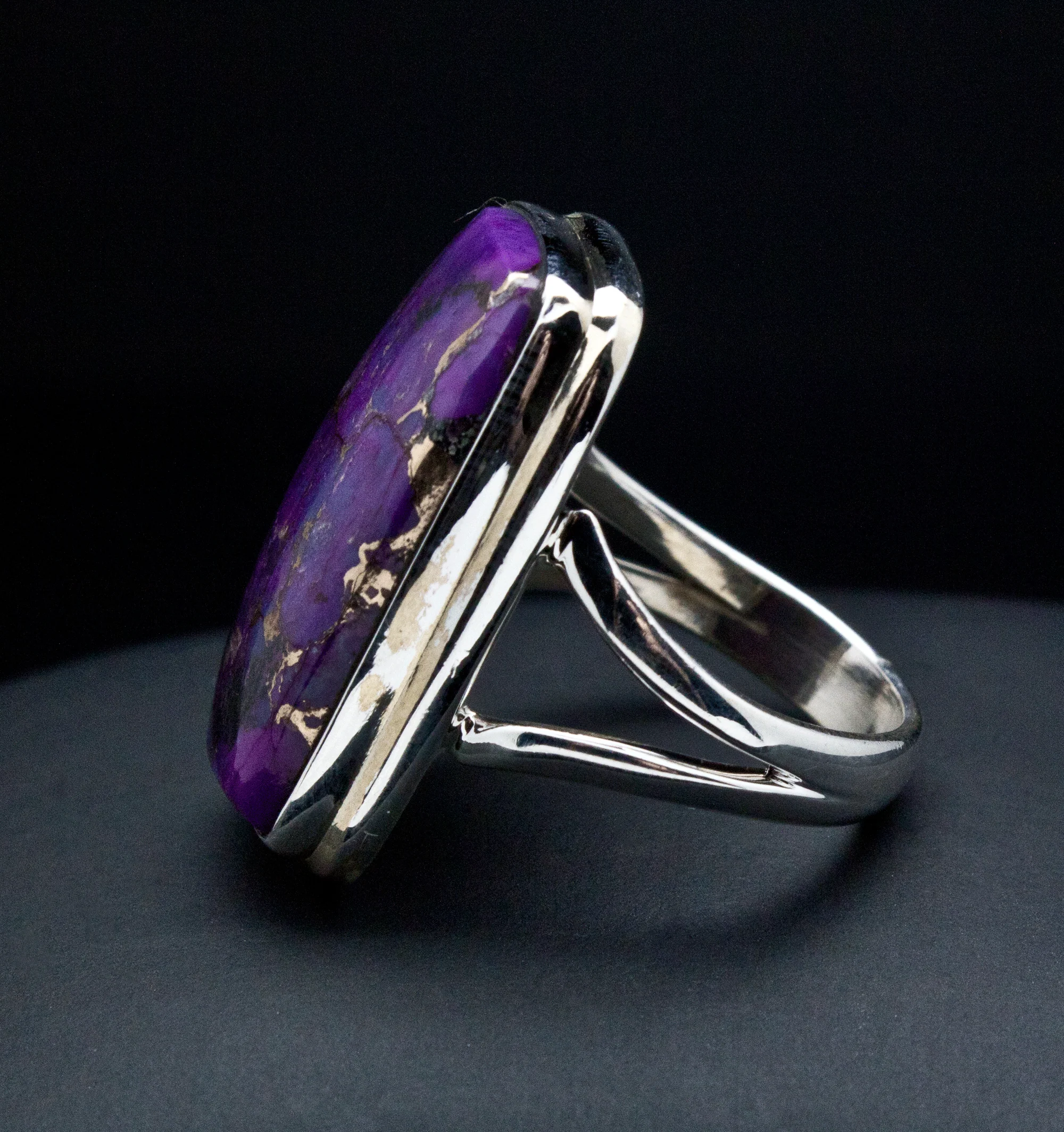 Sterling Silver Copper Purple Turquoise Ring Size 7 - Image 3