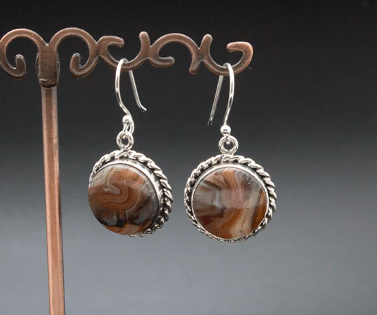 Sterling Silver Crazy Lace Agate Earrings