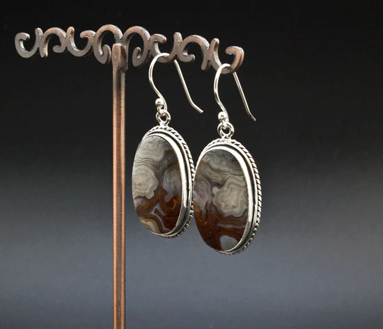 Sterling Silver Crazy Lace Agate Earrings - Image 2