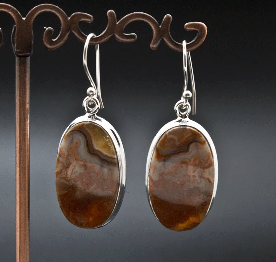 Sterling Silver Crazy Lace Agate Earrings - Image 2