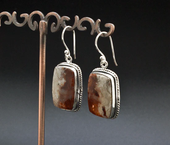 Sterling Silver Crazy Lace Agate Earrings - Image 2