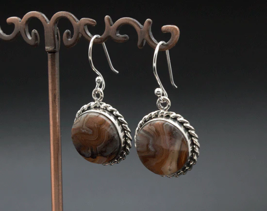 Sterling Silver Crazy Lace Agate Earrings - Image 2