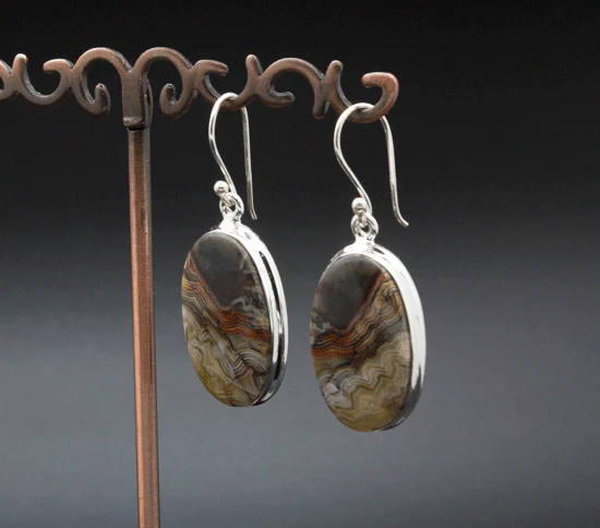 Sterling Silver Crazy Lace Agate Earrings - Image 2