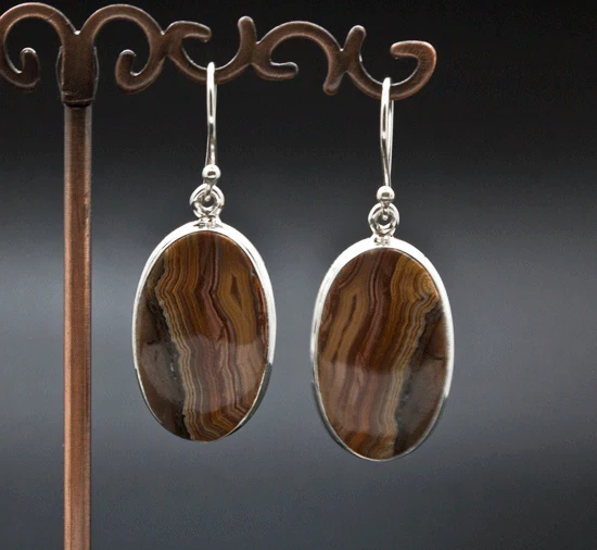 Sterling Silver Crazy Lace Agate Earrings