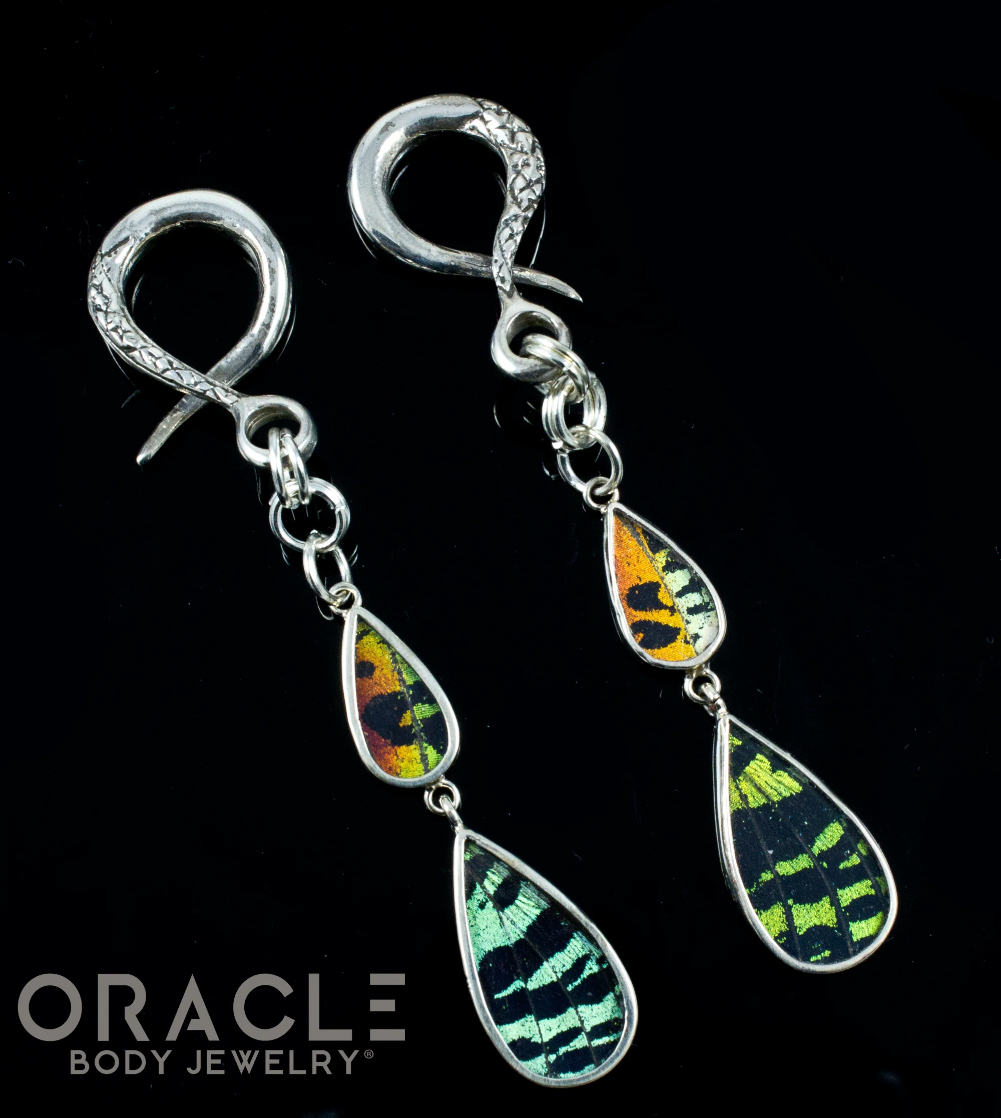 Sterling Silver Crossover With Natural Butterfly Wings