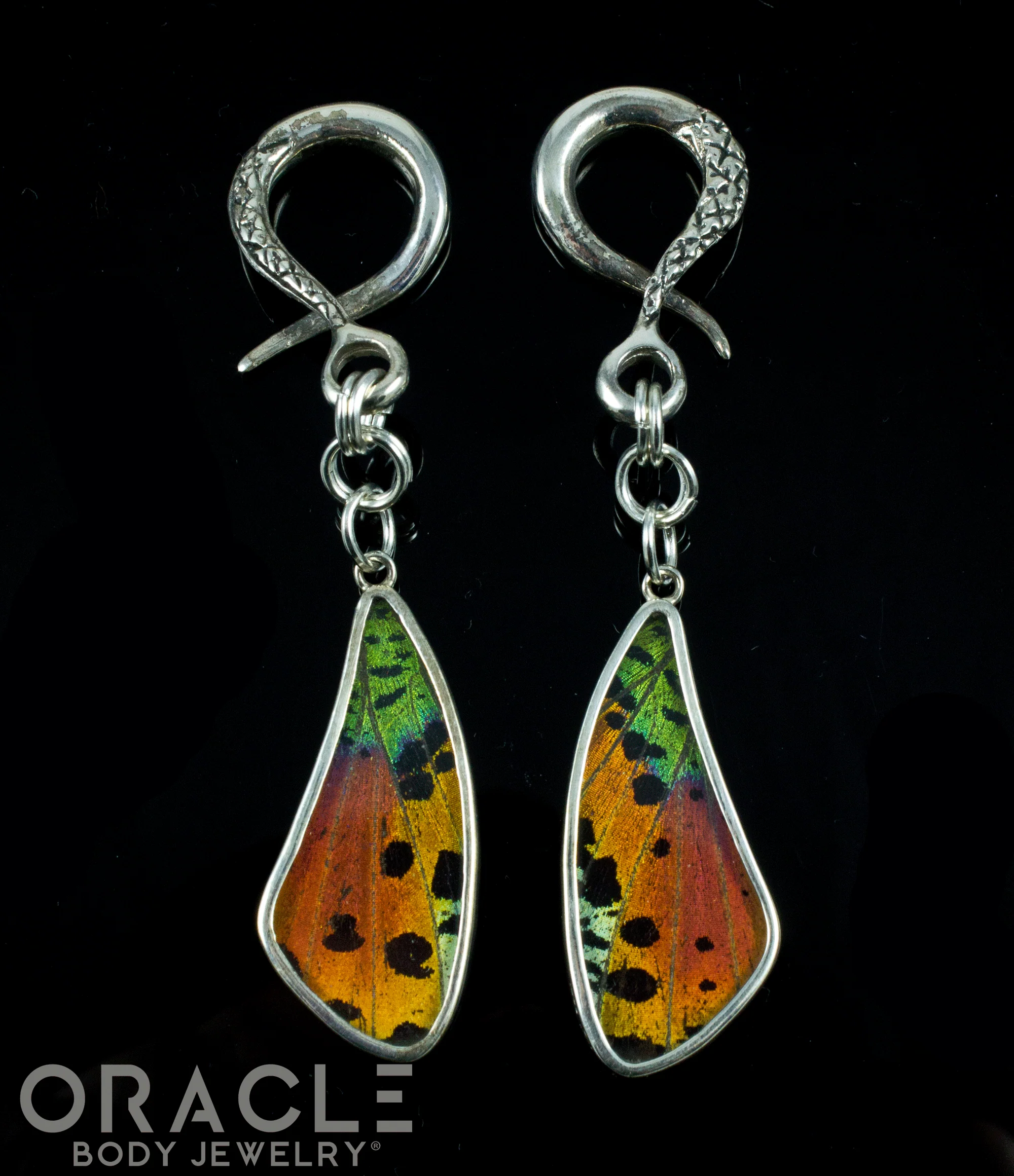 Sterling Silver Crossover With Natural Butterfly Wings