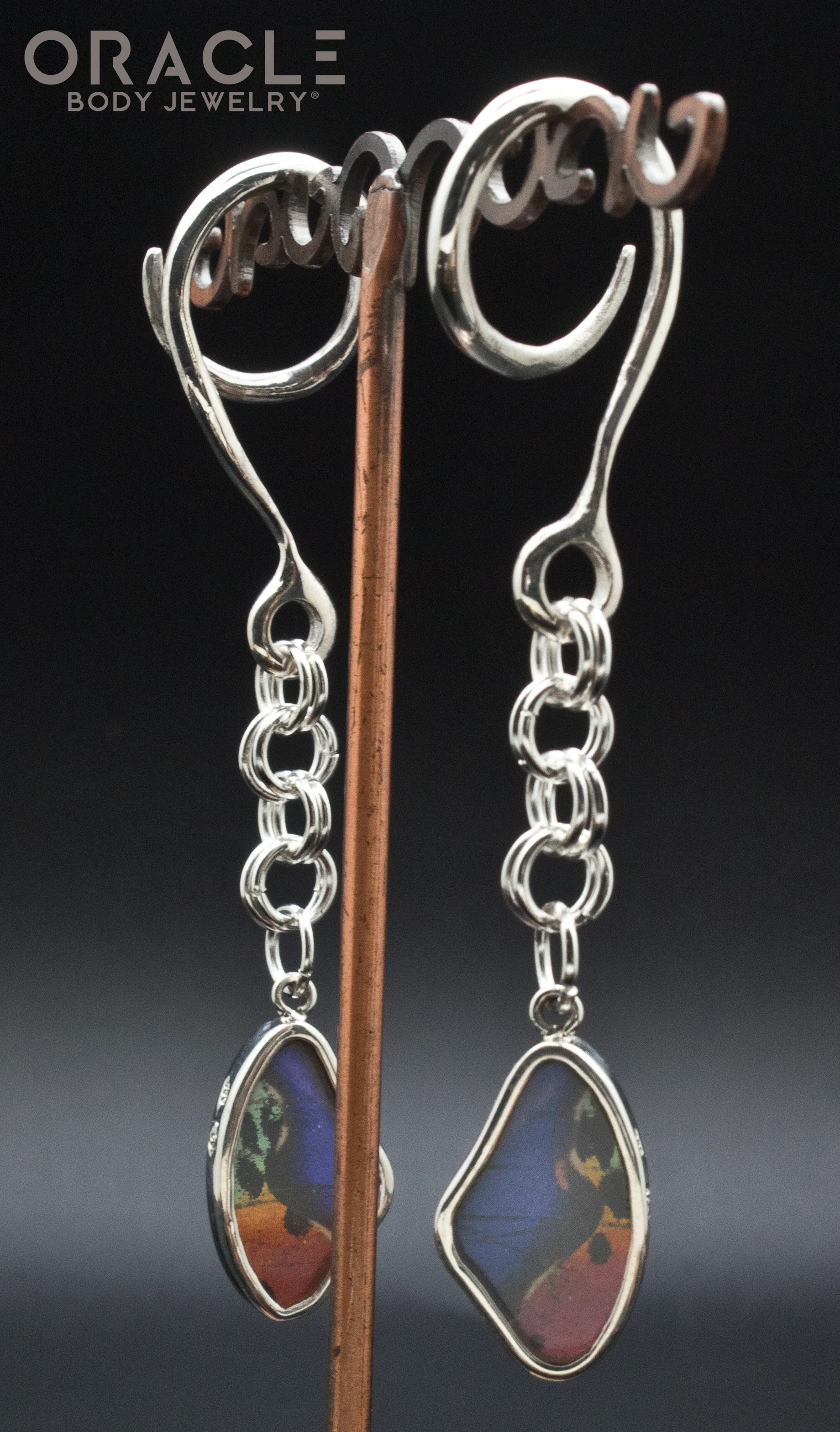 Sterling Silver Crossover With Natural Butterfly Wings - Image 2