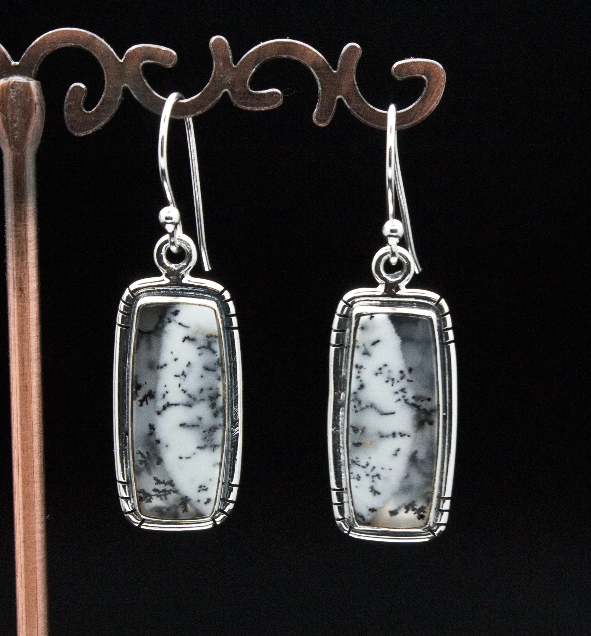 Sterling Silver Dendritic Opal Earrings - Image 2