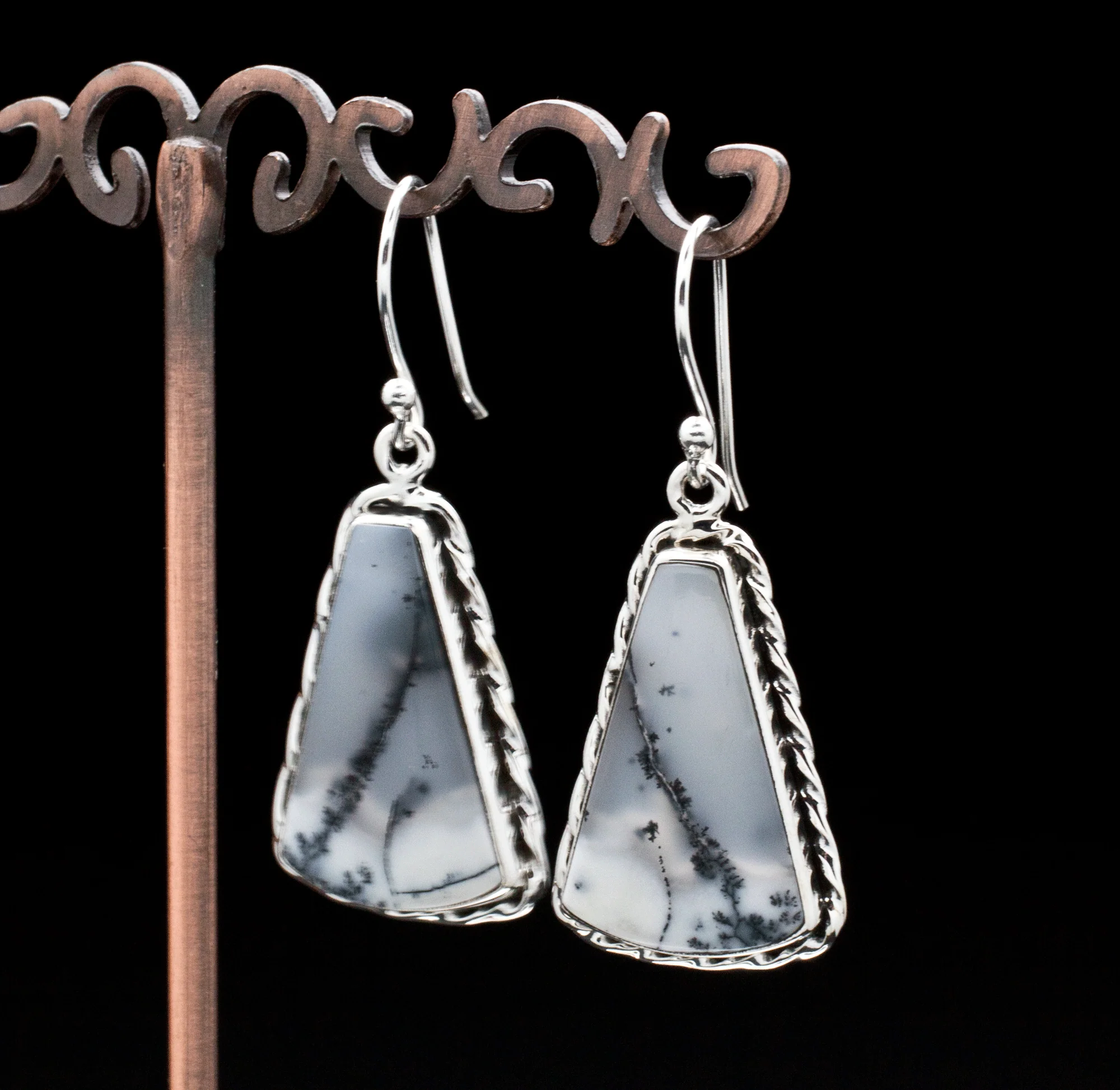 Sterling Silver Dendritic Opal Earrings - Image 2
