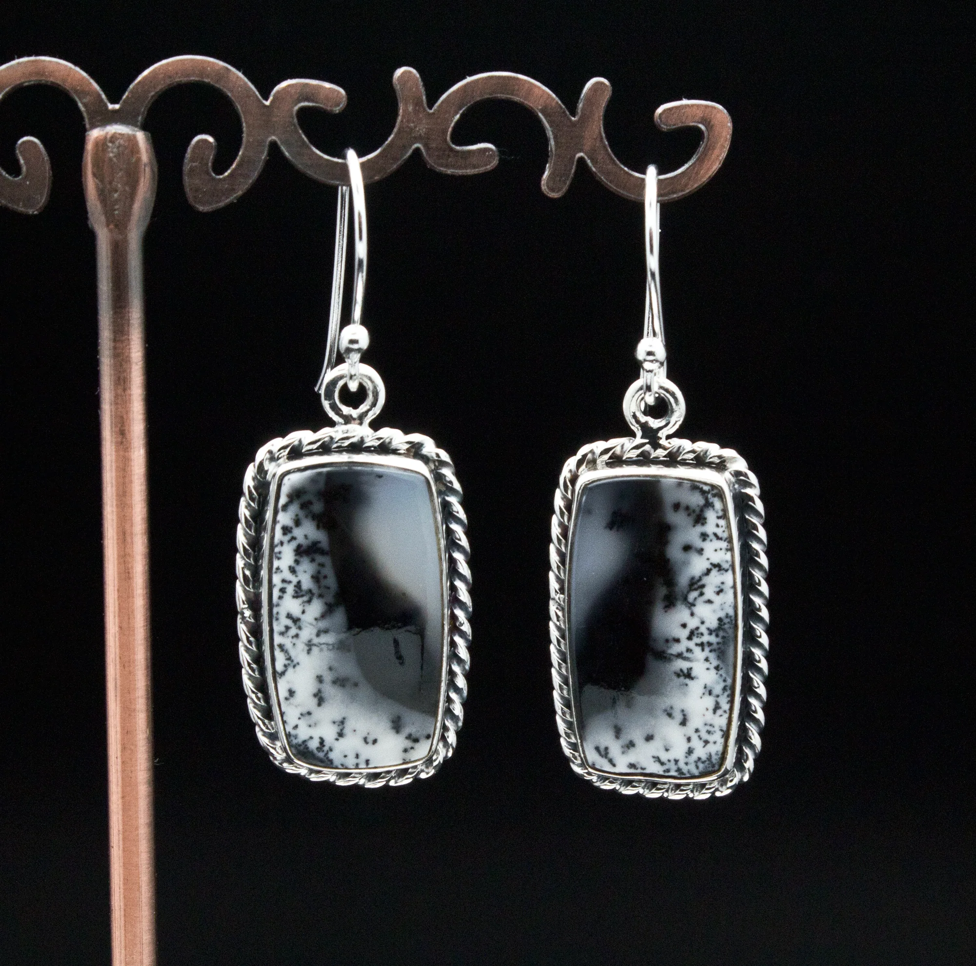 Sterling Silver Dendritic Opal Earrings - Image 2