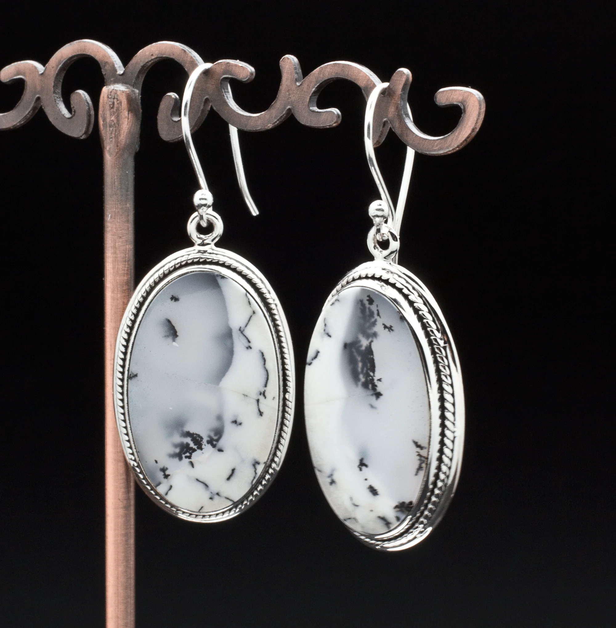 Sterling Silver Dendritic Opal Earrings - Image 2