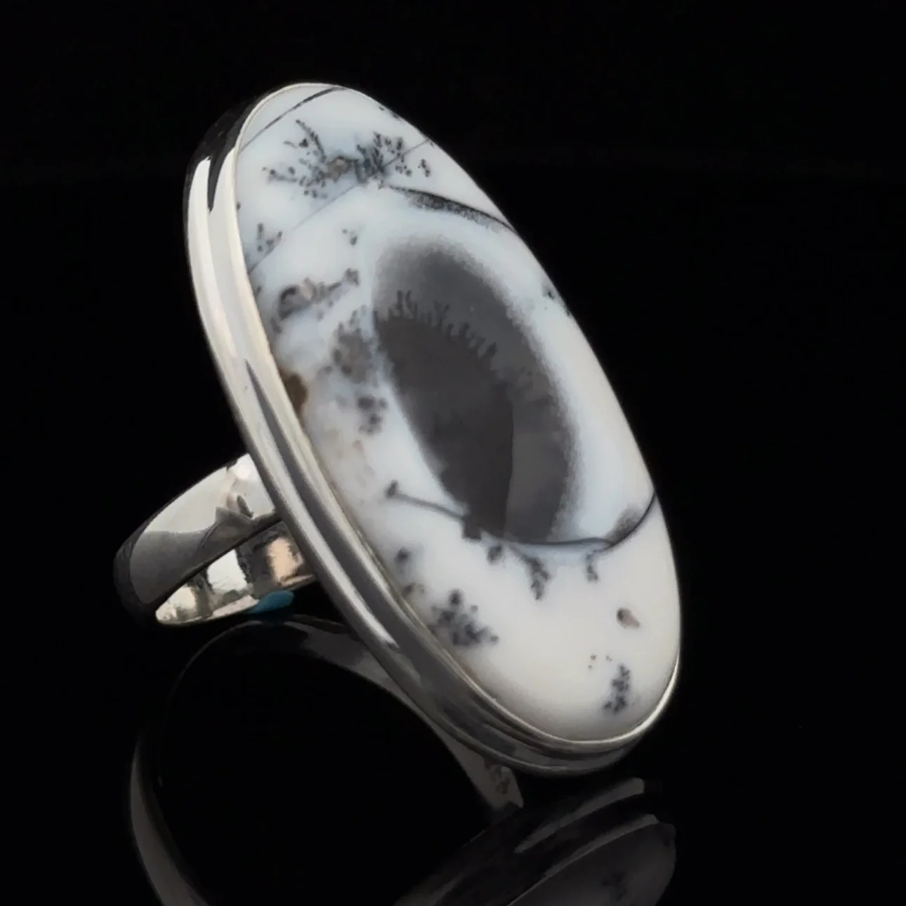 Sterling Silver Dendritic Opal Ring Size 7 - Image 2