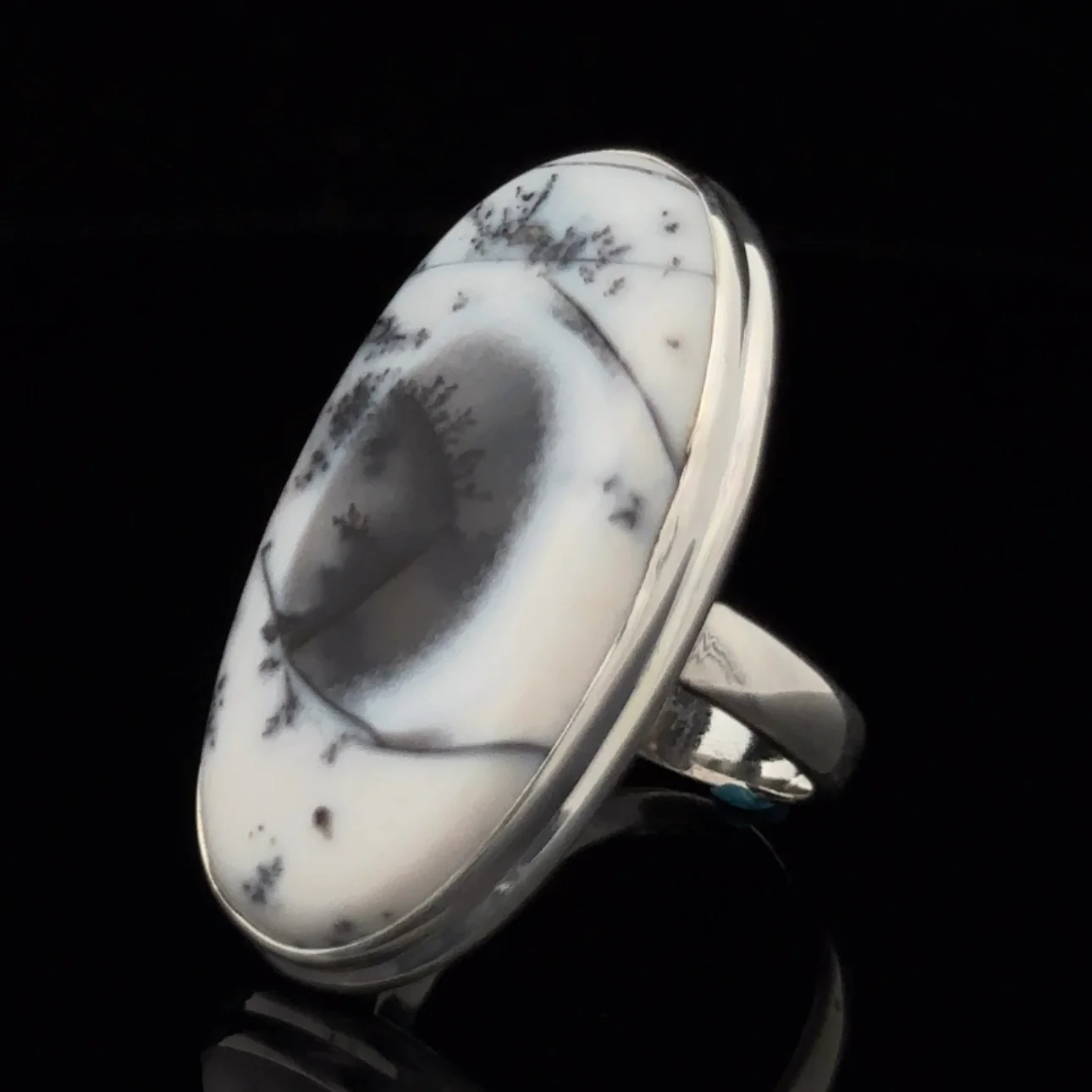Sterling Silver Dendritic Opal Ring Size 7 - Image 3