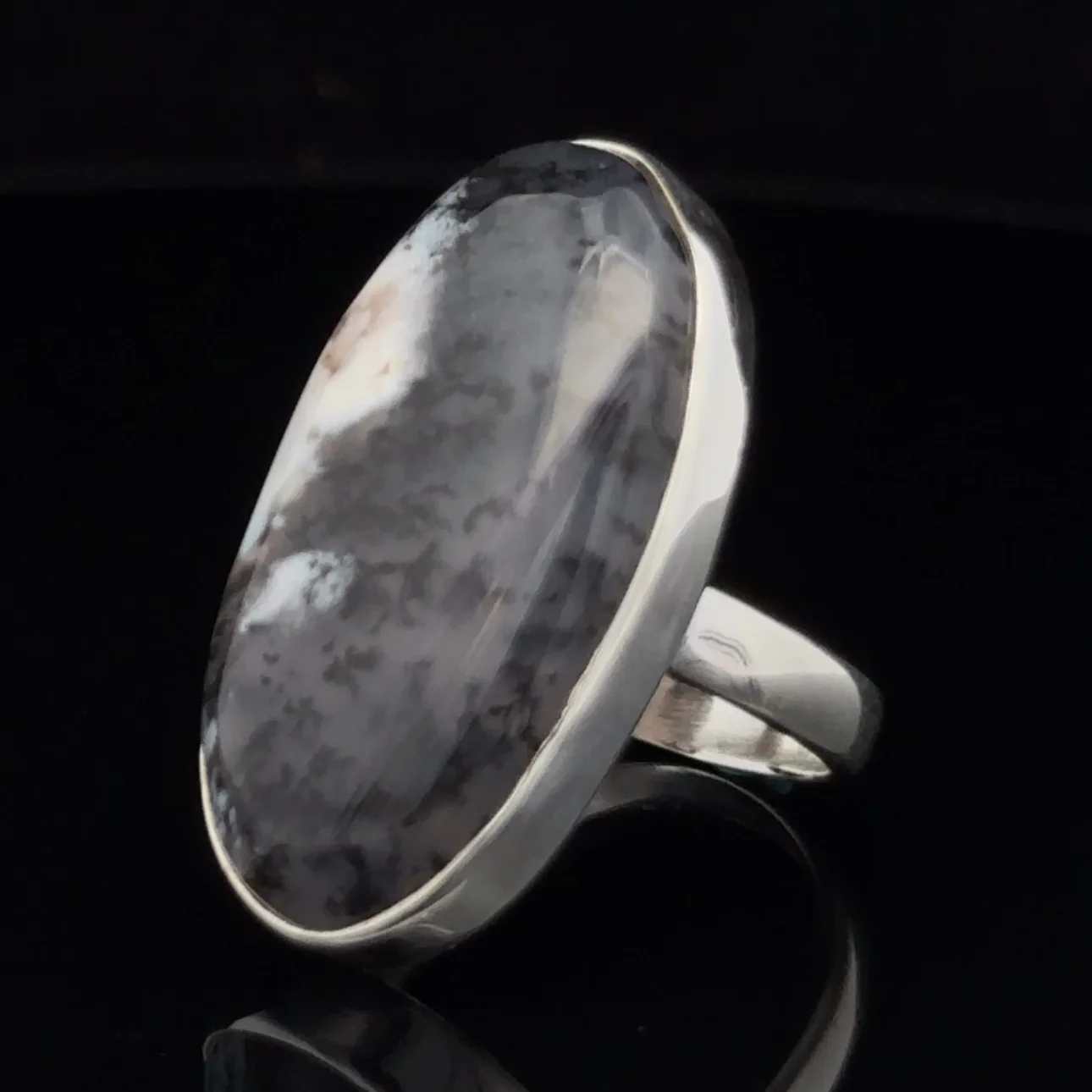 Sterling Silver Dendritic Opal Ring Size 7 - Image 3