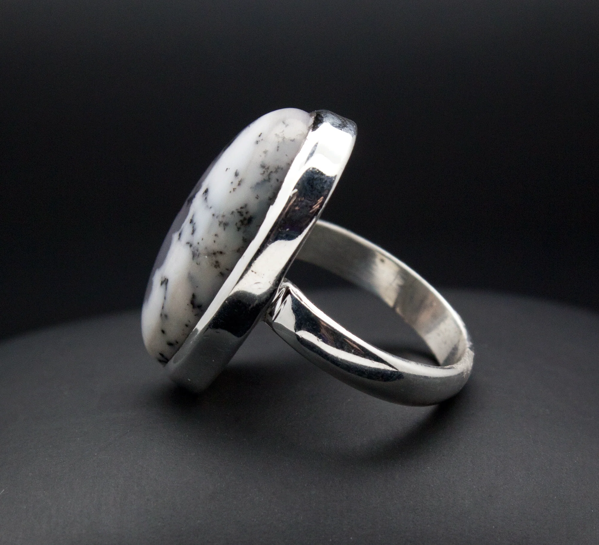 Sterling Silver Dendritic Opal Ring Size 6 - Image 3