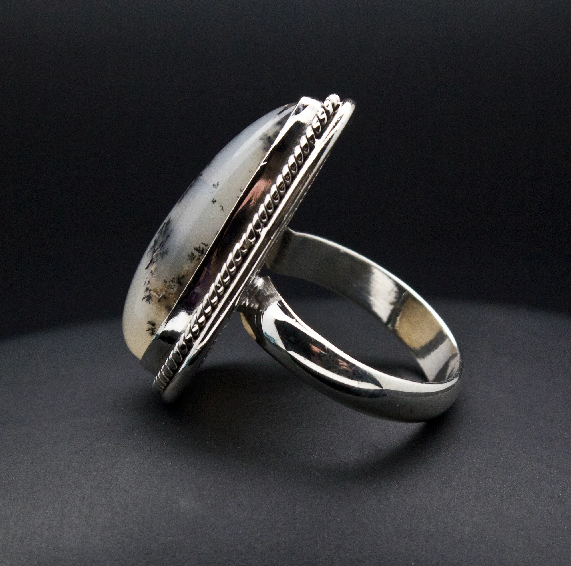Sterling Silver Dendritic Opal Ring Size 5 - Image 3