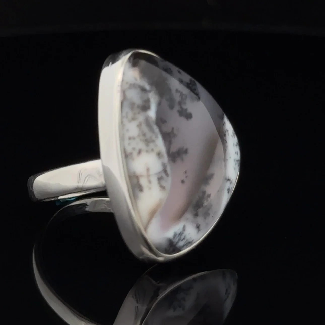 Sterling Silver Dendritic Opal Ring Size 9.5 - Image 2