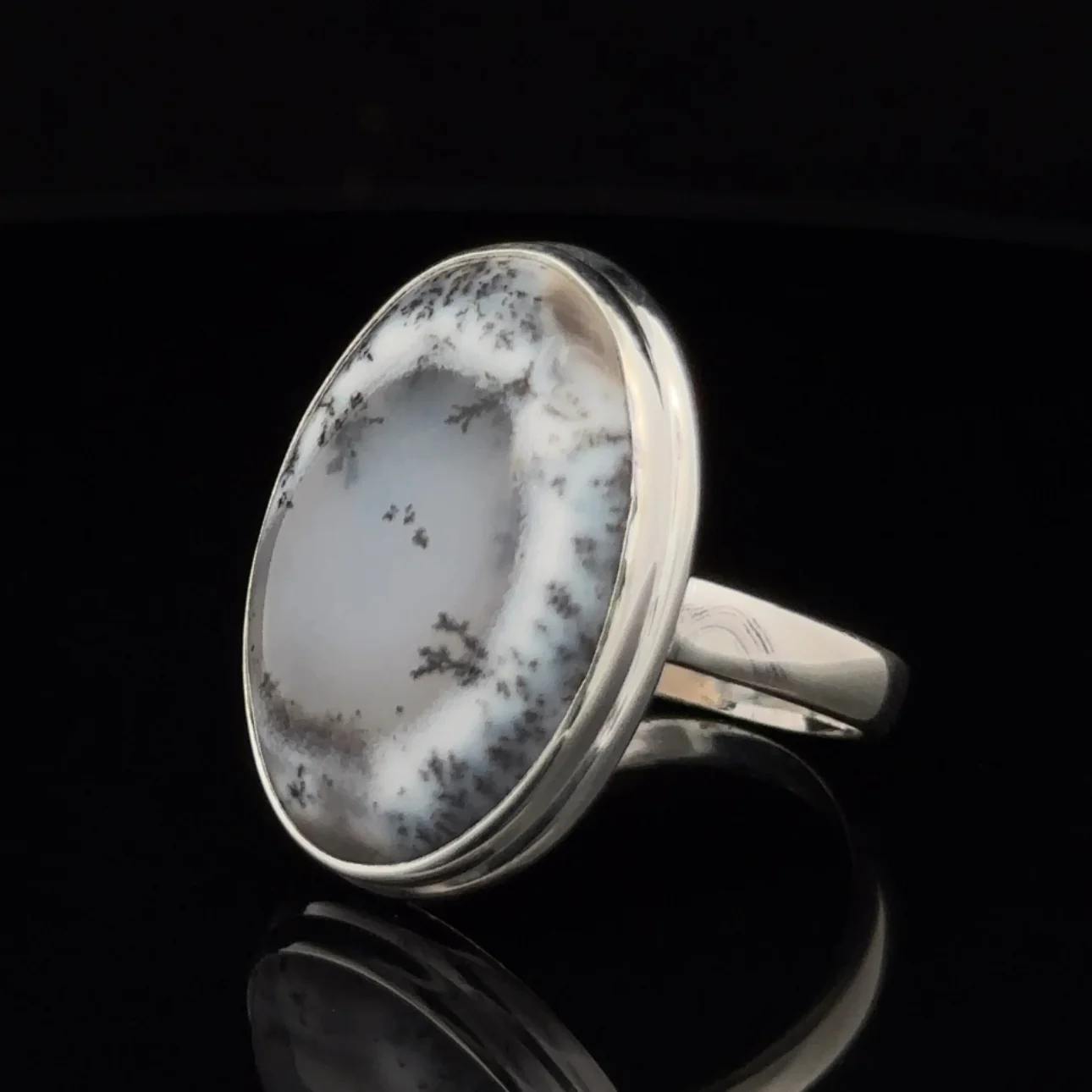 Sterling Silver Dendritic Opal Ring Size 9.5 - Image 3