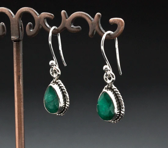 Sterling Silver Emerald Earrings - Image 2