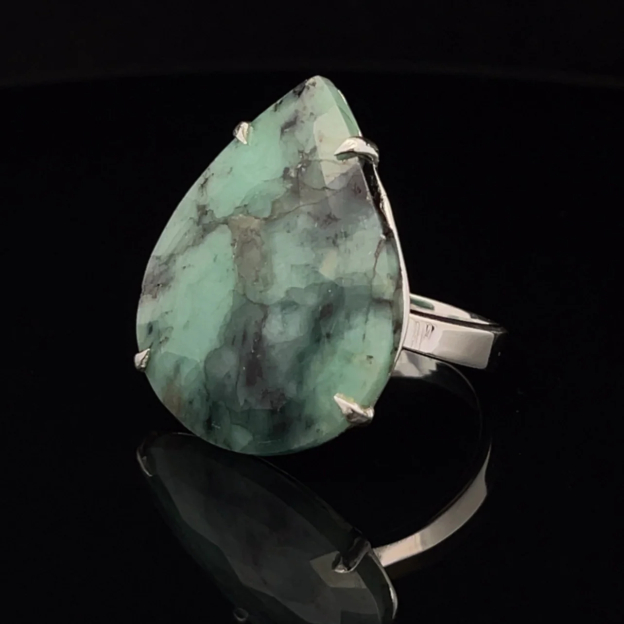 Sterling Silver Emerald Ring Size 10 - Image 3