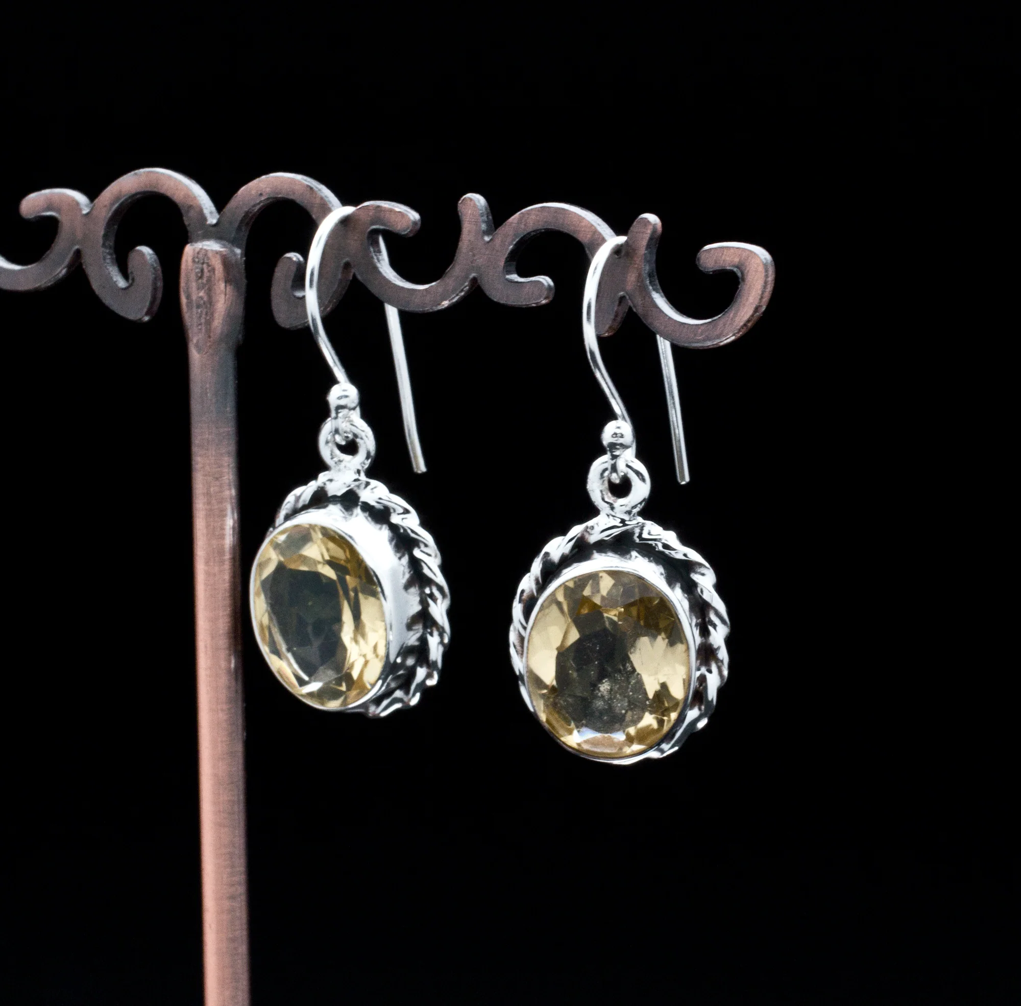 Sterling Silver Faceted Citrine Earrings - Image 2