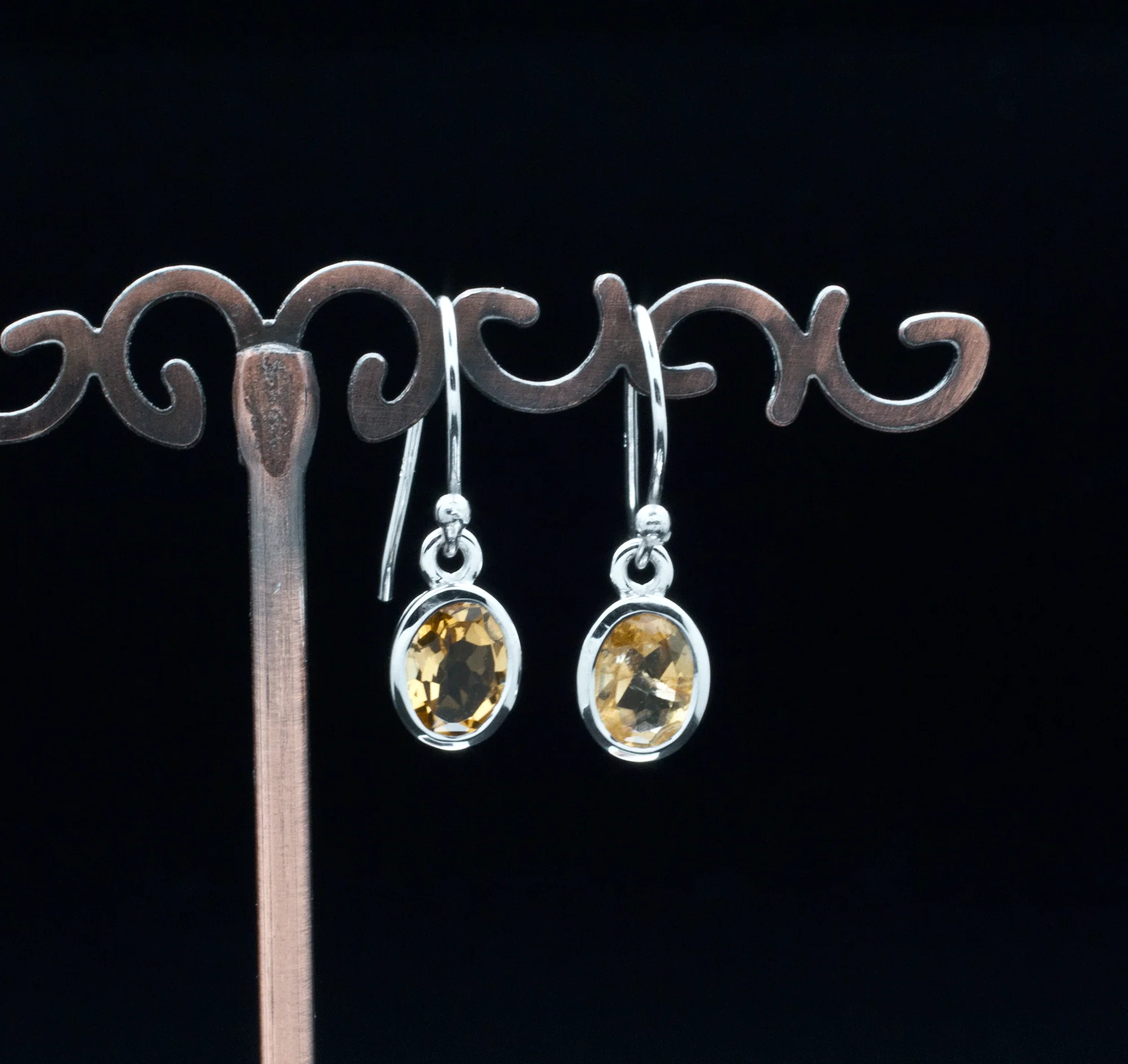 Sterling Silver Faceted Citrine Earrings