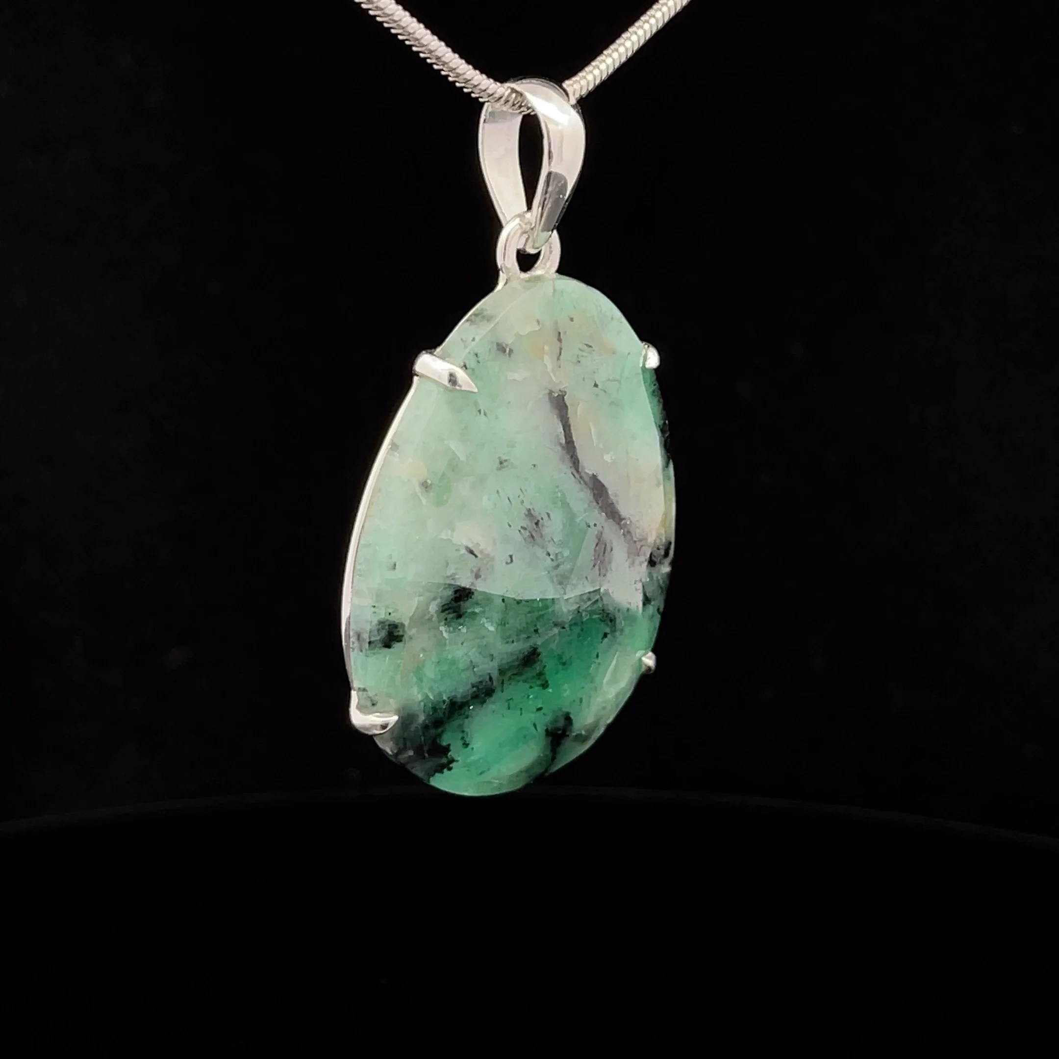 Sterling Silver Faceted Emerald Pendant - Image 2