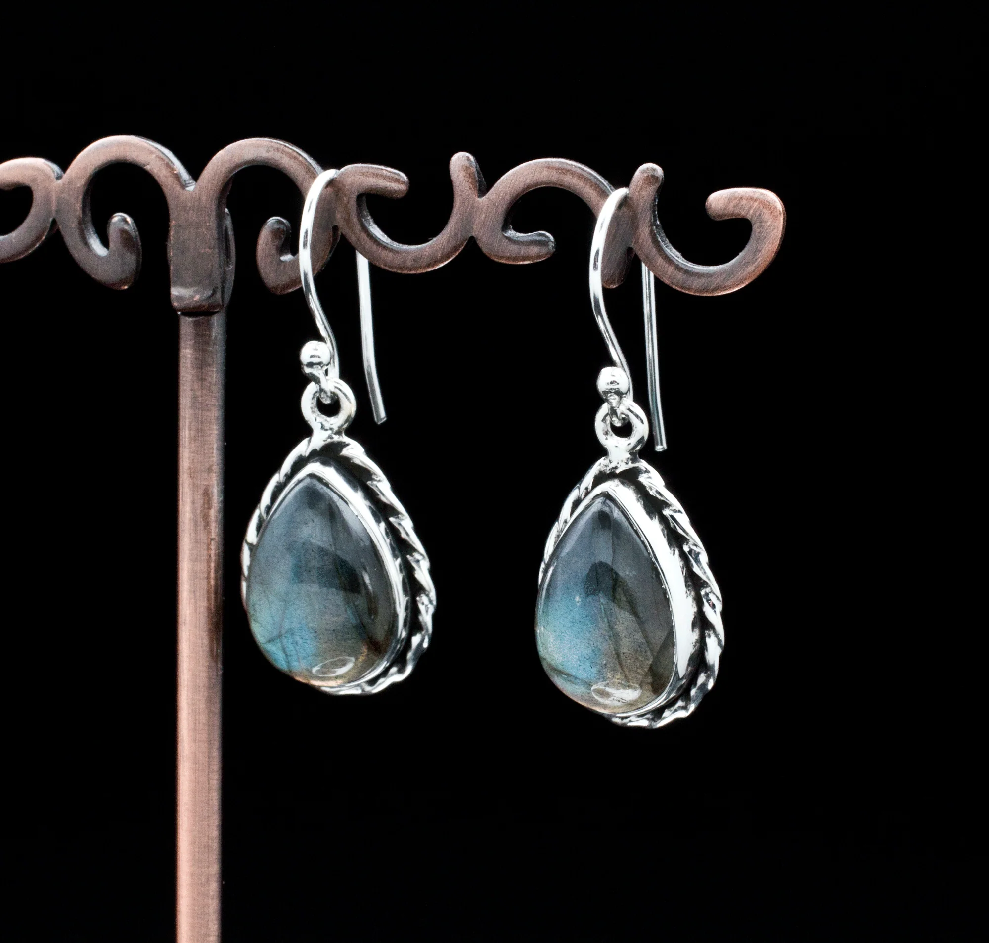 Sterling Silver Faceted Labradorite Earrings - Image 2