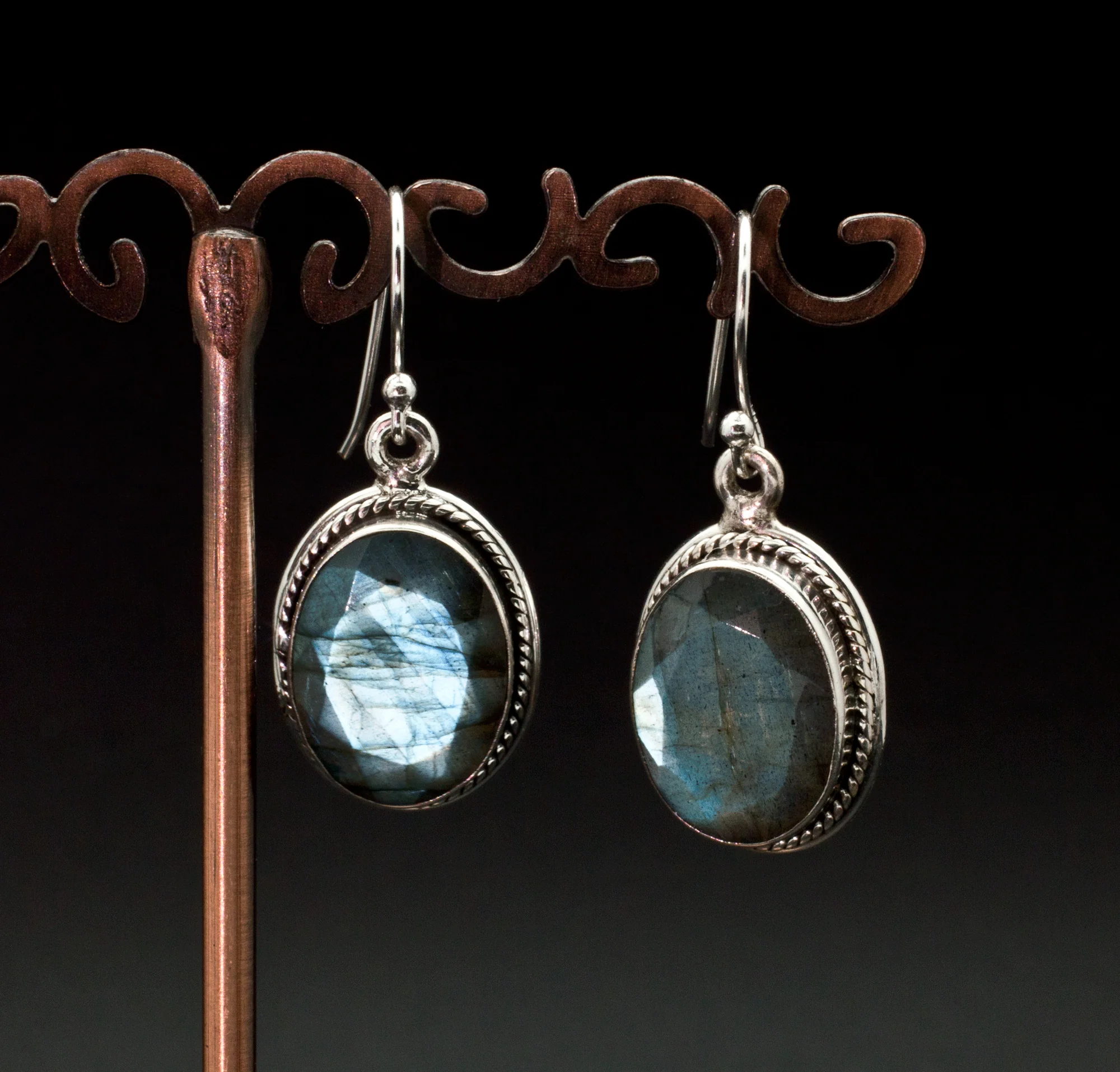 Sterling Silver Faceted Labradorite Earrings