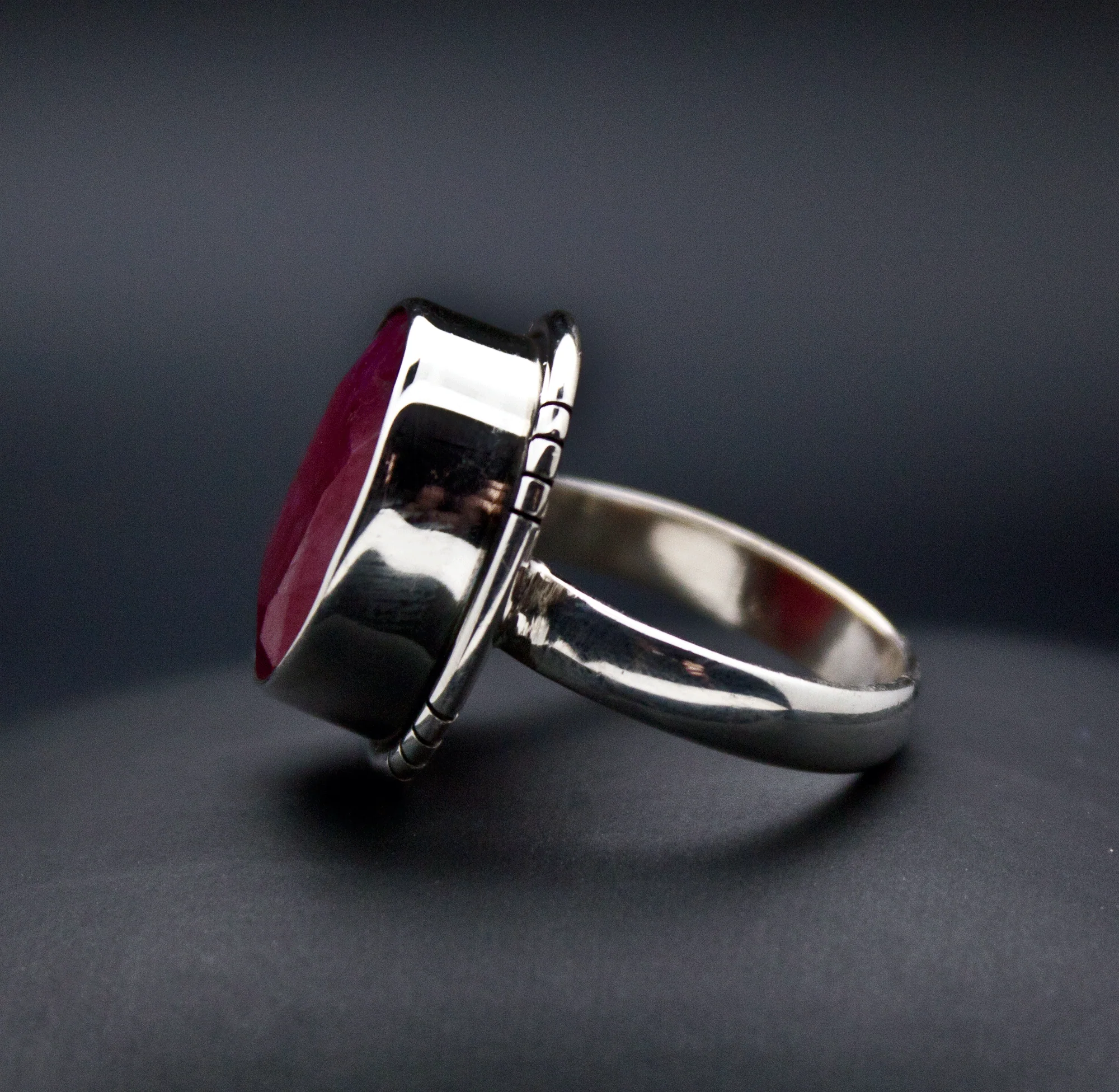Sterling Silver Faceted Ruby Ring - Image 3