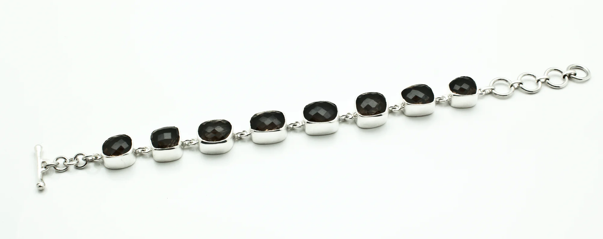 Sterling Silver Faceted Smoky Quartz Bracelet - Image 2