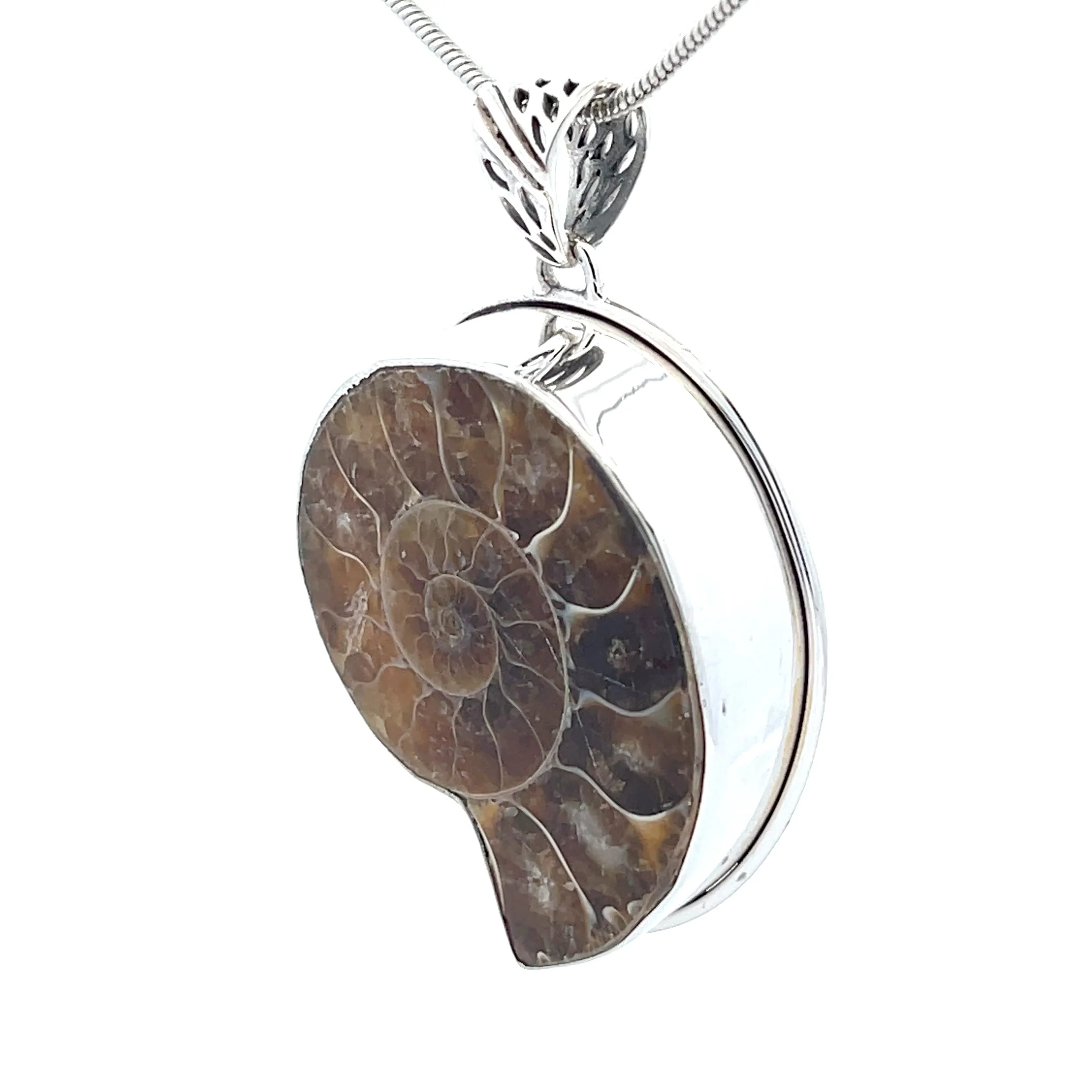 Sterling Silver Fossilized Ammonite Pendant - Image 3