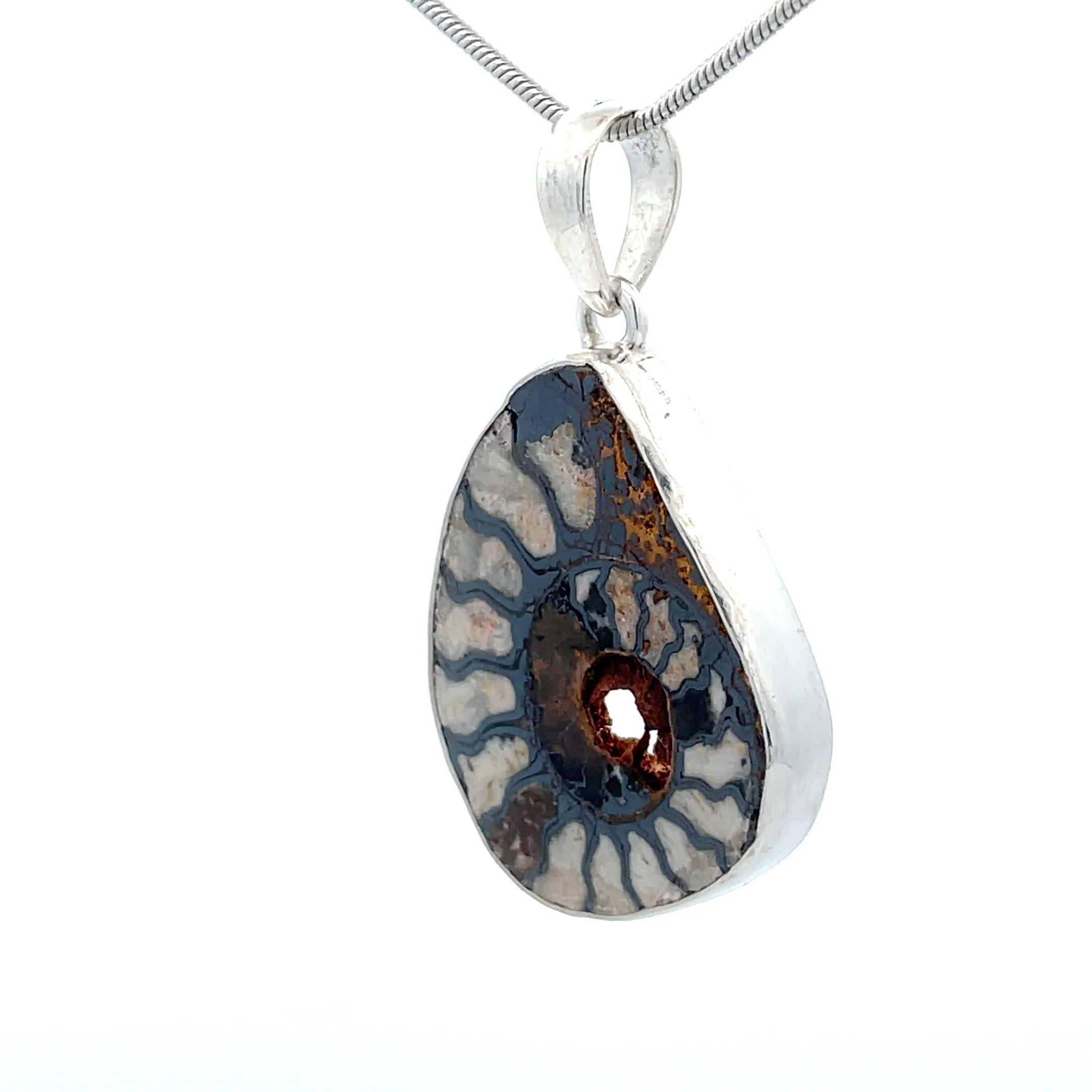 Sterling Silver Fossilized Ammonite Pendant - Image 3