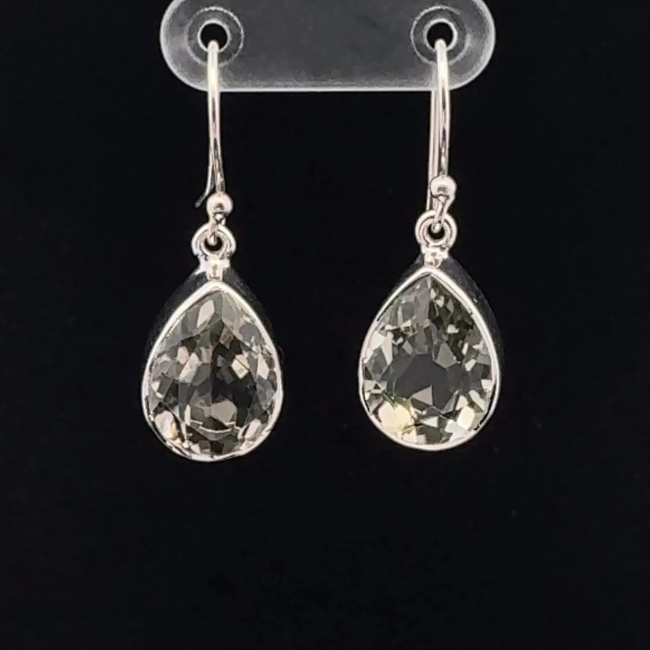 Sterling Silver Faceted Green Amethyst Earrings