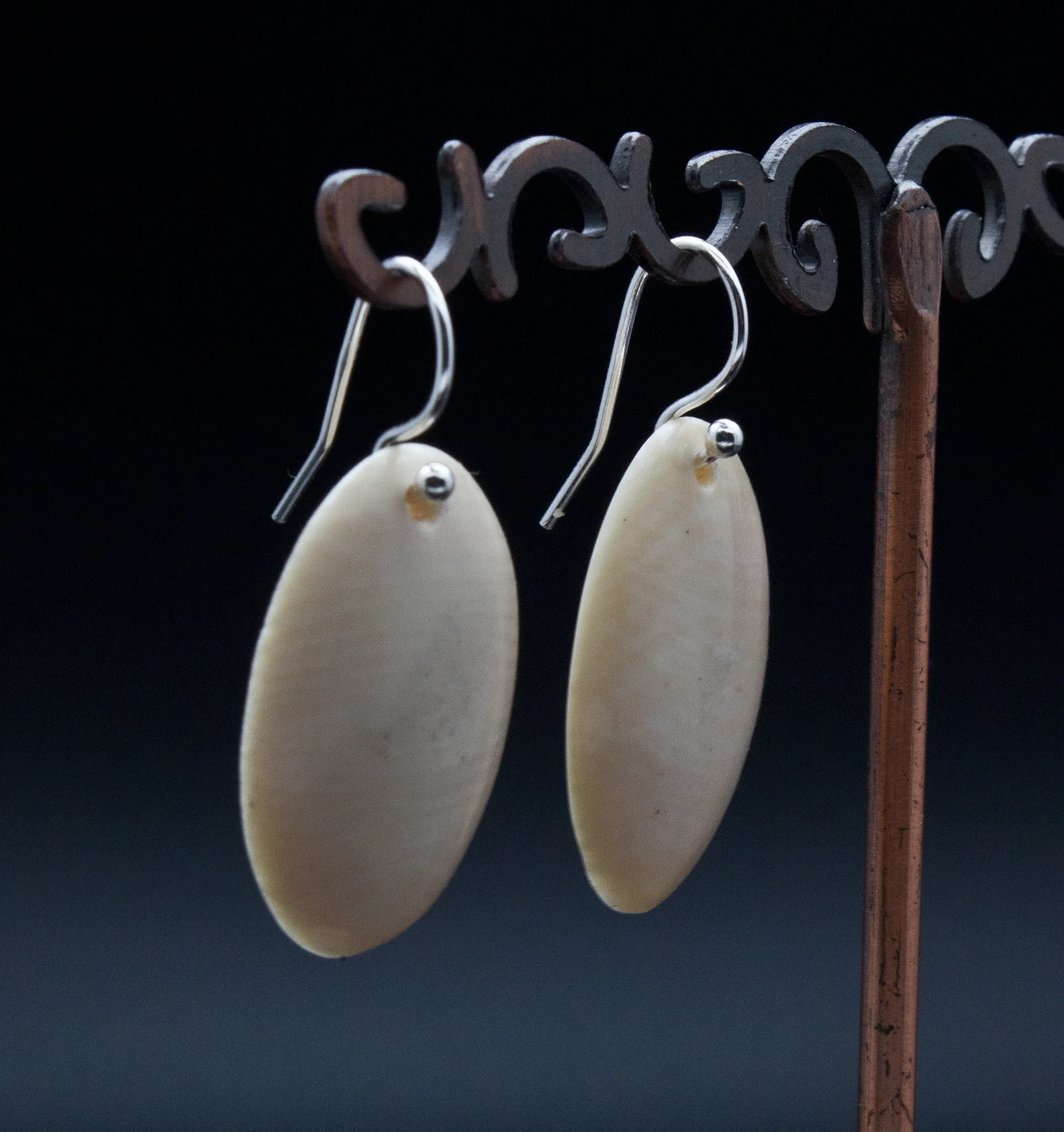 Sterling Silver Fossilized Mammoth Ivory Earrings - Image 2